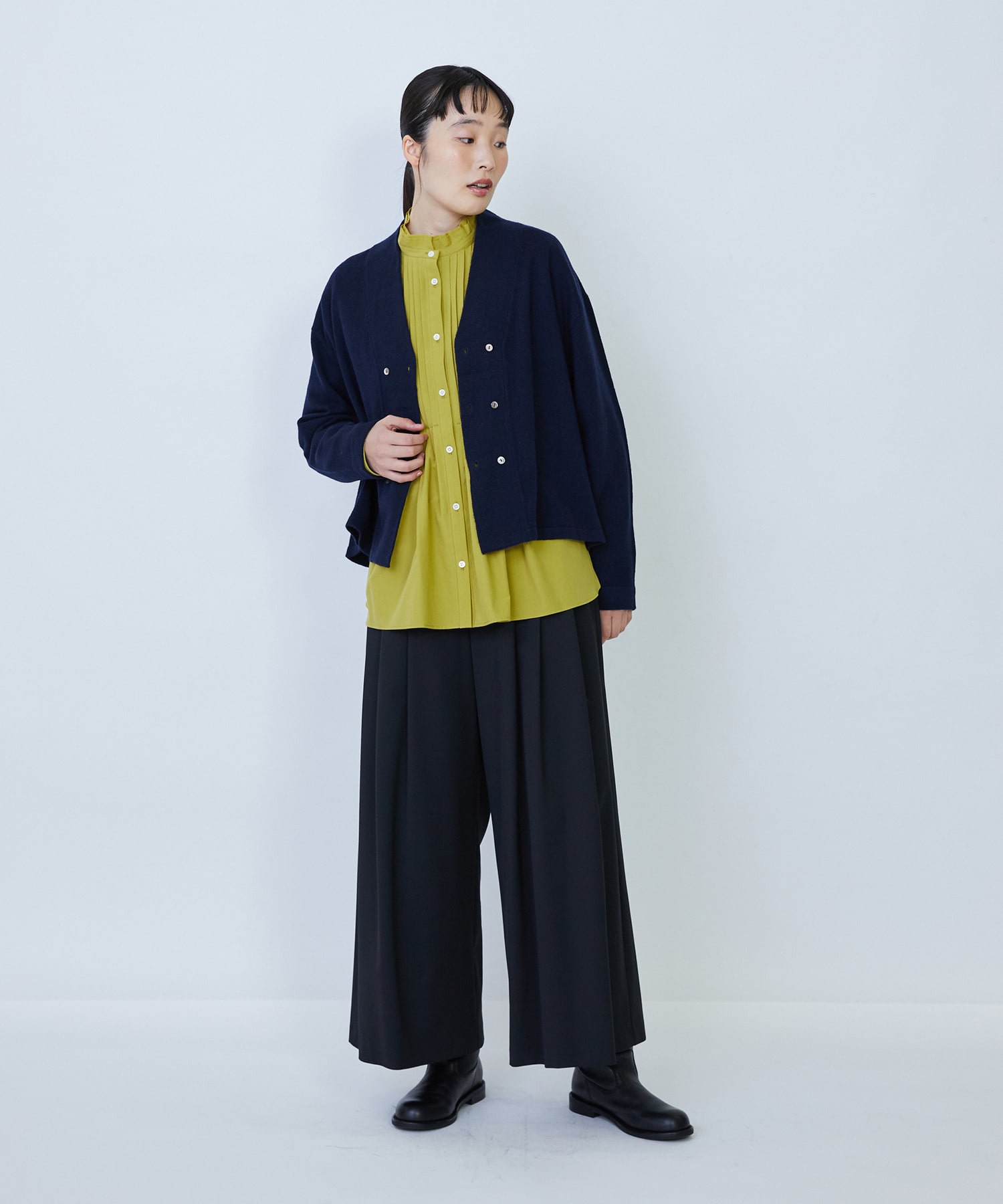 【LOISIR】ウール天竺ダブル釦カーディガン 詳細画像 ネイビー 15