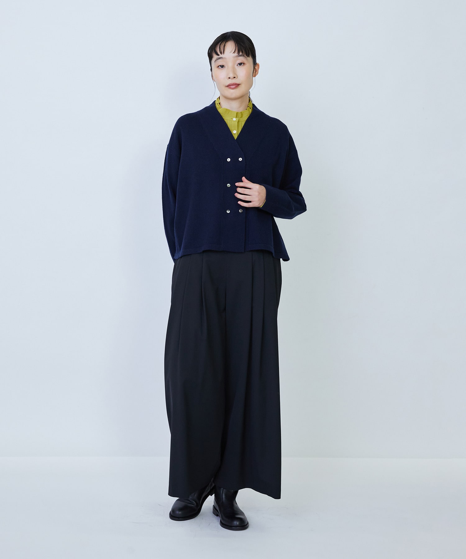 【LOISIR】ウール天竺ダブル釦カーディガン 詳細画像 ネイビー 16