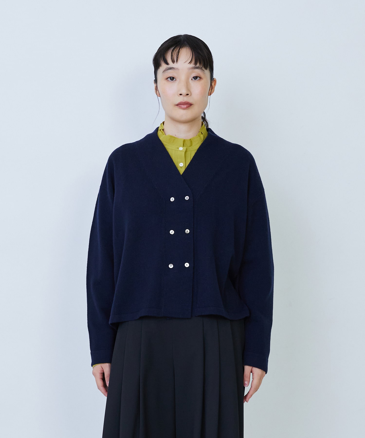 【LOISIR】ウール天竺ダブル釦カーディガン 詳細画像 ネイビー 19