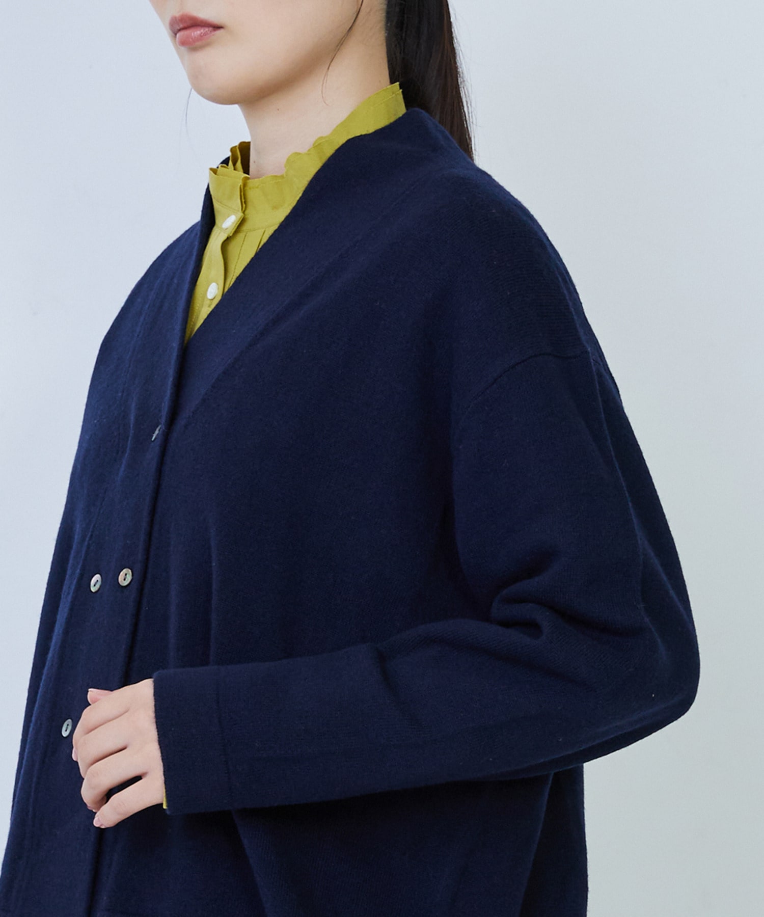 【LOISIR】ウール天竺ダブル釦カーディガン 詳細画像 ネイビー 24