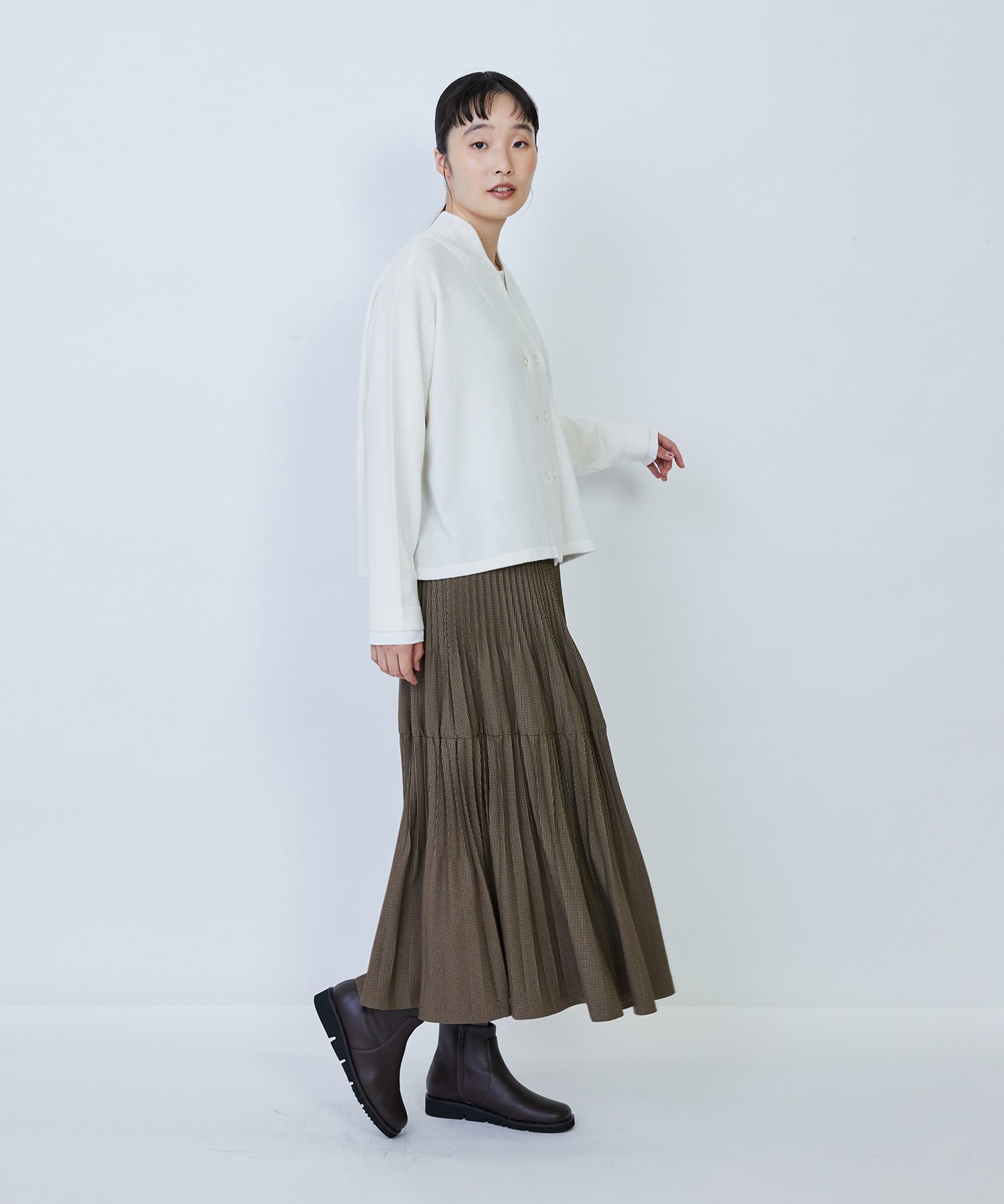 【LOISIR】ウール天竺ダブル釦カーディガン 詳細画像 ネイビー 3