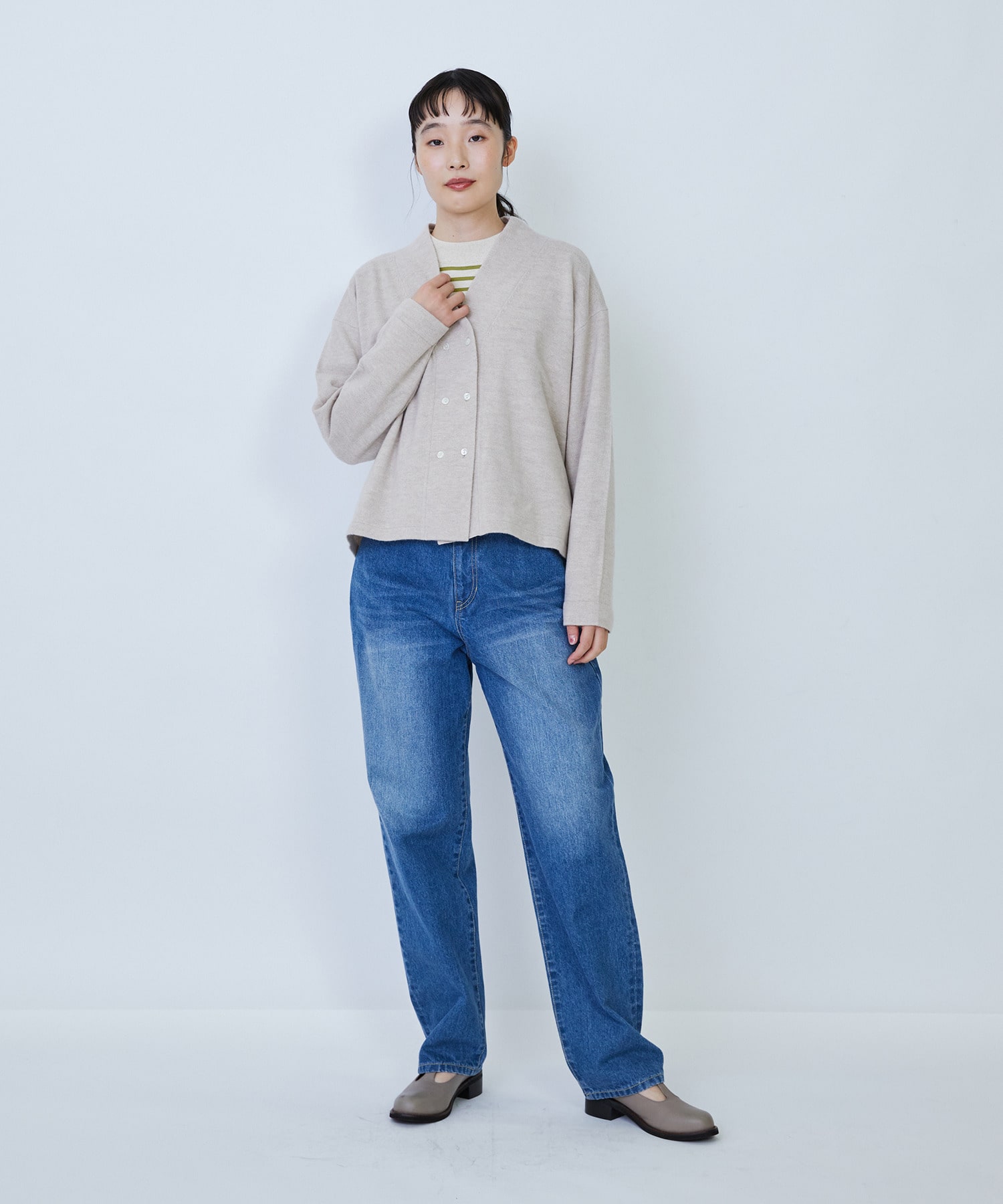 【LOISIR】ウール天竺ダブル釦カーディガン 詳細画像 ネイビー 9