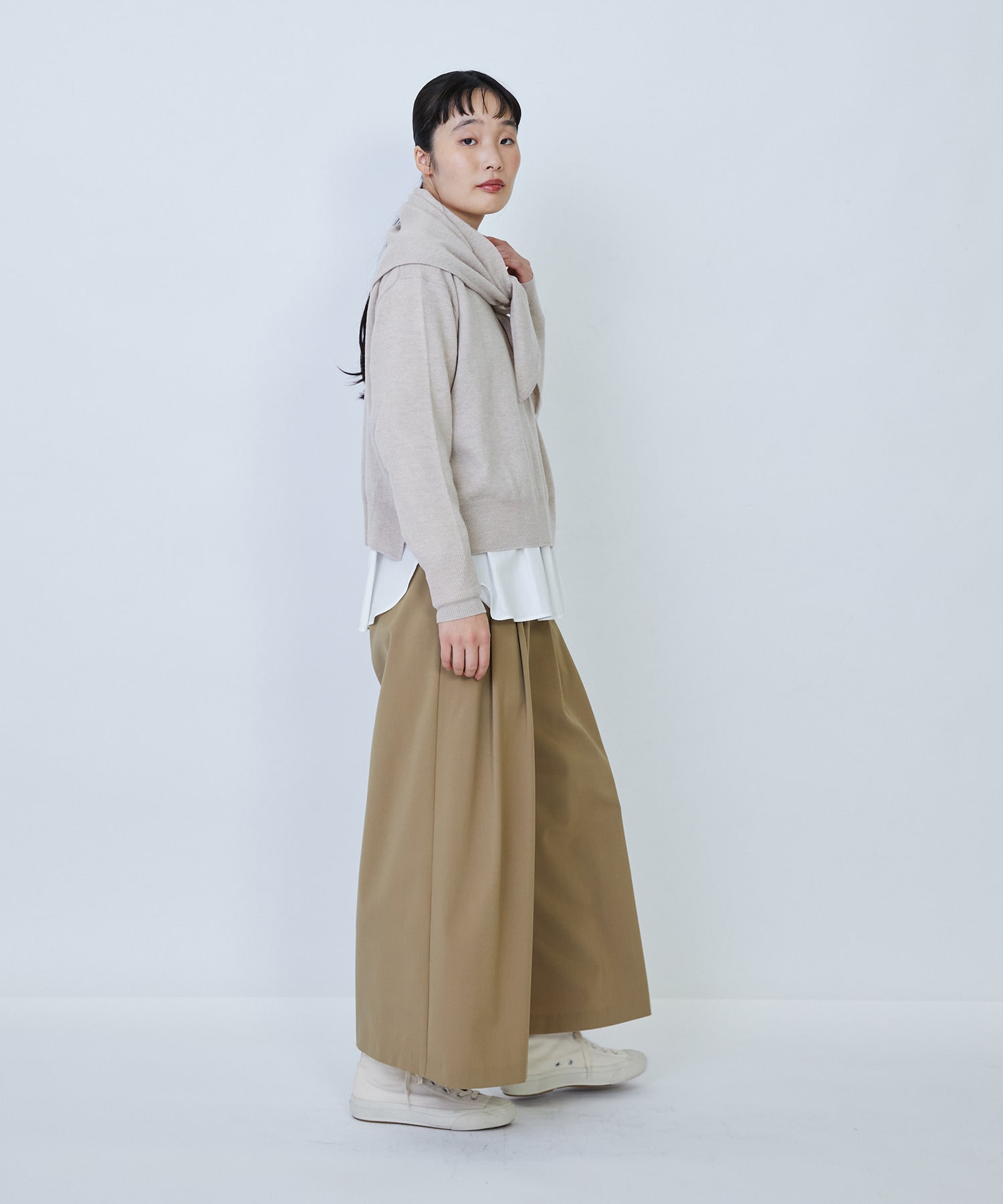 【LOISIR】ウール天竺ストール付きプルオーバー 詳細画像 ネイビー 14