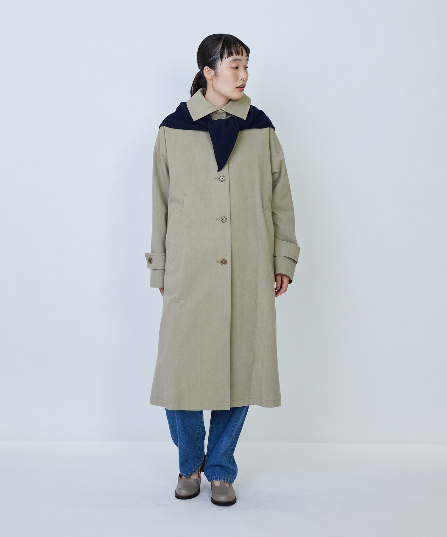 【LOISIR】ウール天竺ストール付きプルオーバー 詳細画像 ネイビー 21