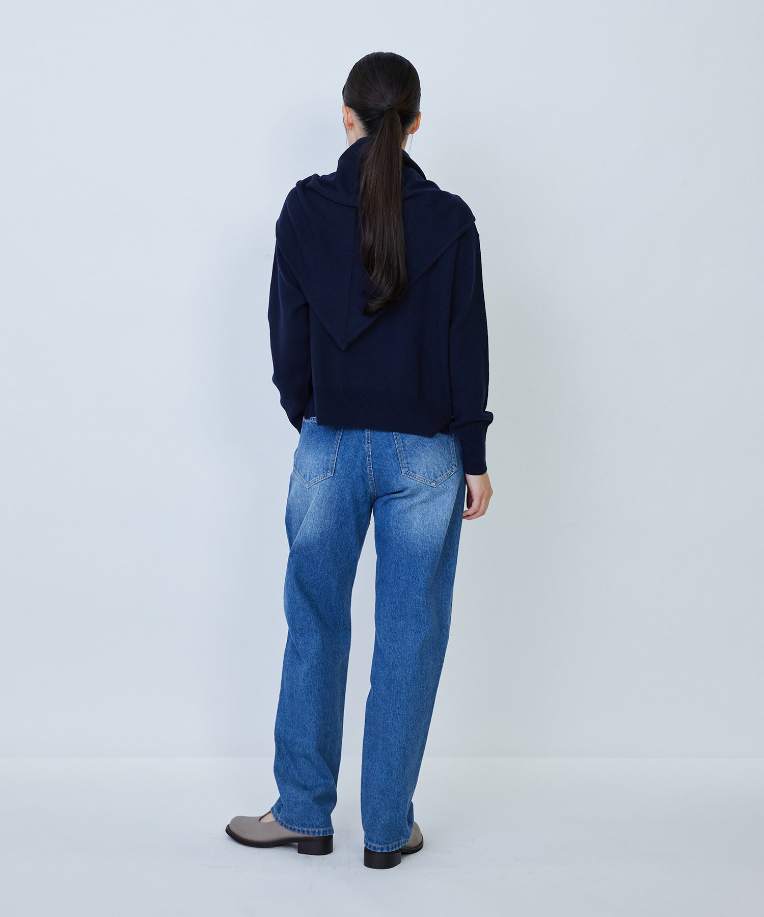 【LOISIR】ウール天竺ストール付きプルオーバー 詳細画像 ネイビー 23