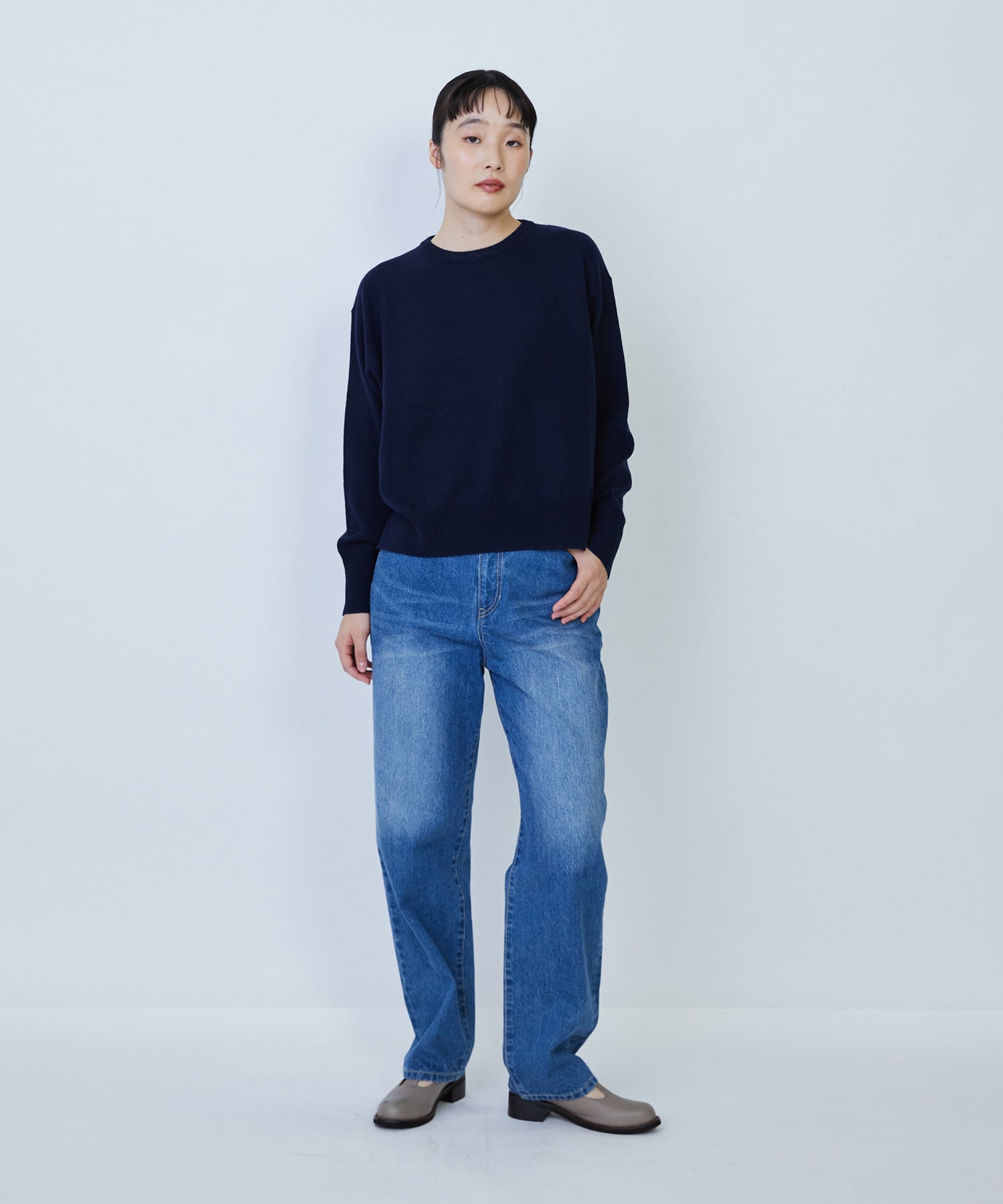 【LOISIR】ウール天竺ストール付きプルオーバー 詳細画像 ネイビー 24