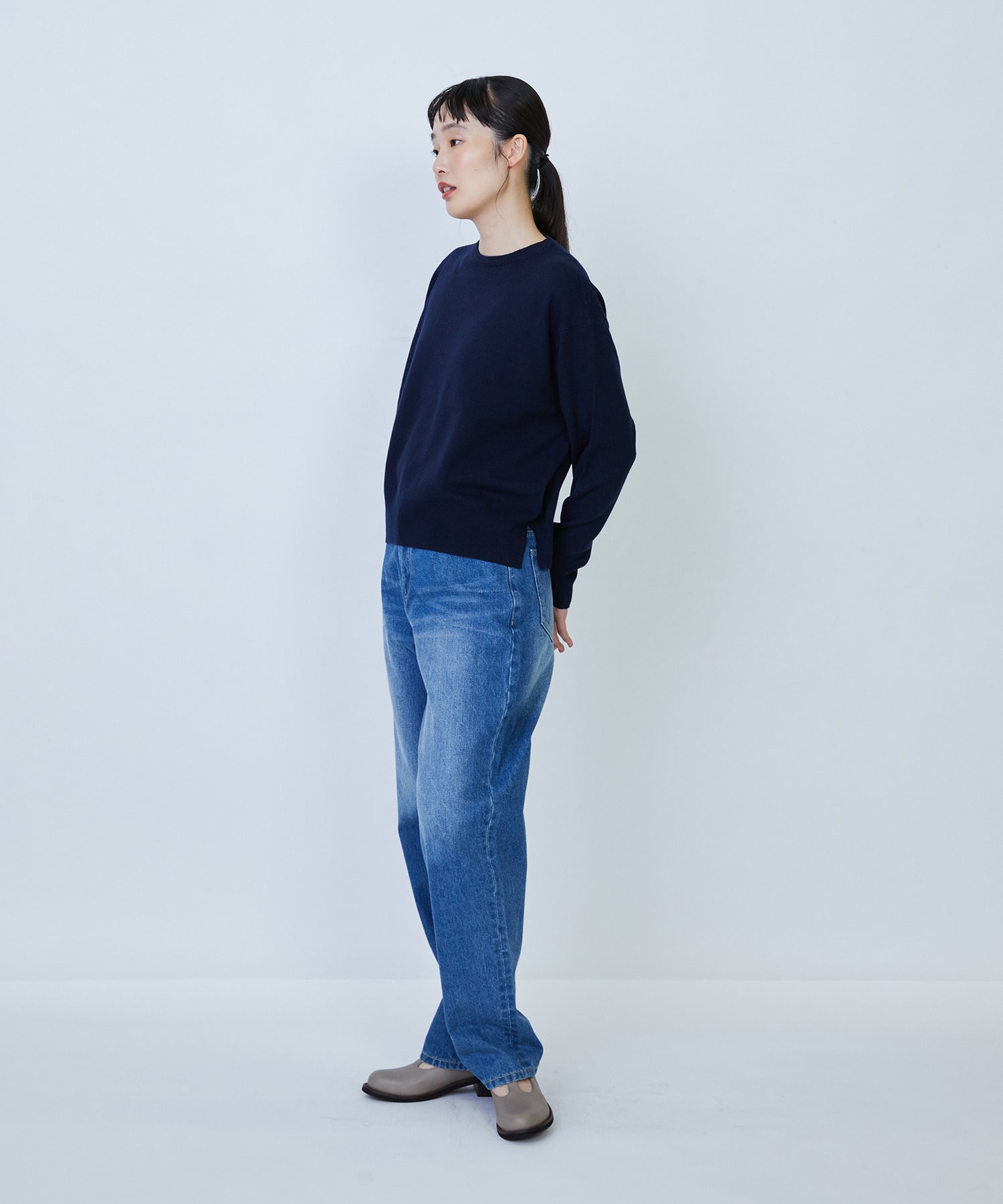 【LOISIR】ウール天竺ストール付きプルオーバー 詳細画像 ネイビー 25