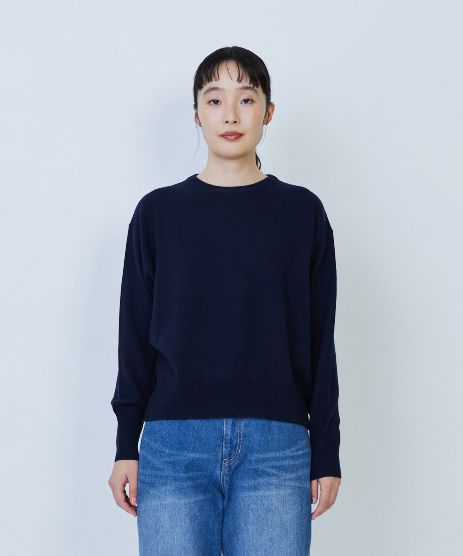 【LOISIR】ウール天竺ストール付きプルオーバー 詳細画像 ネイビー 27