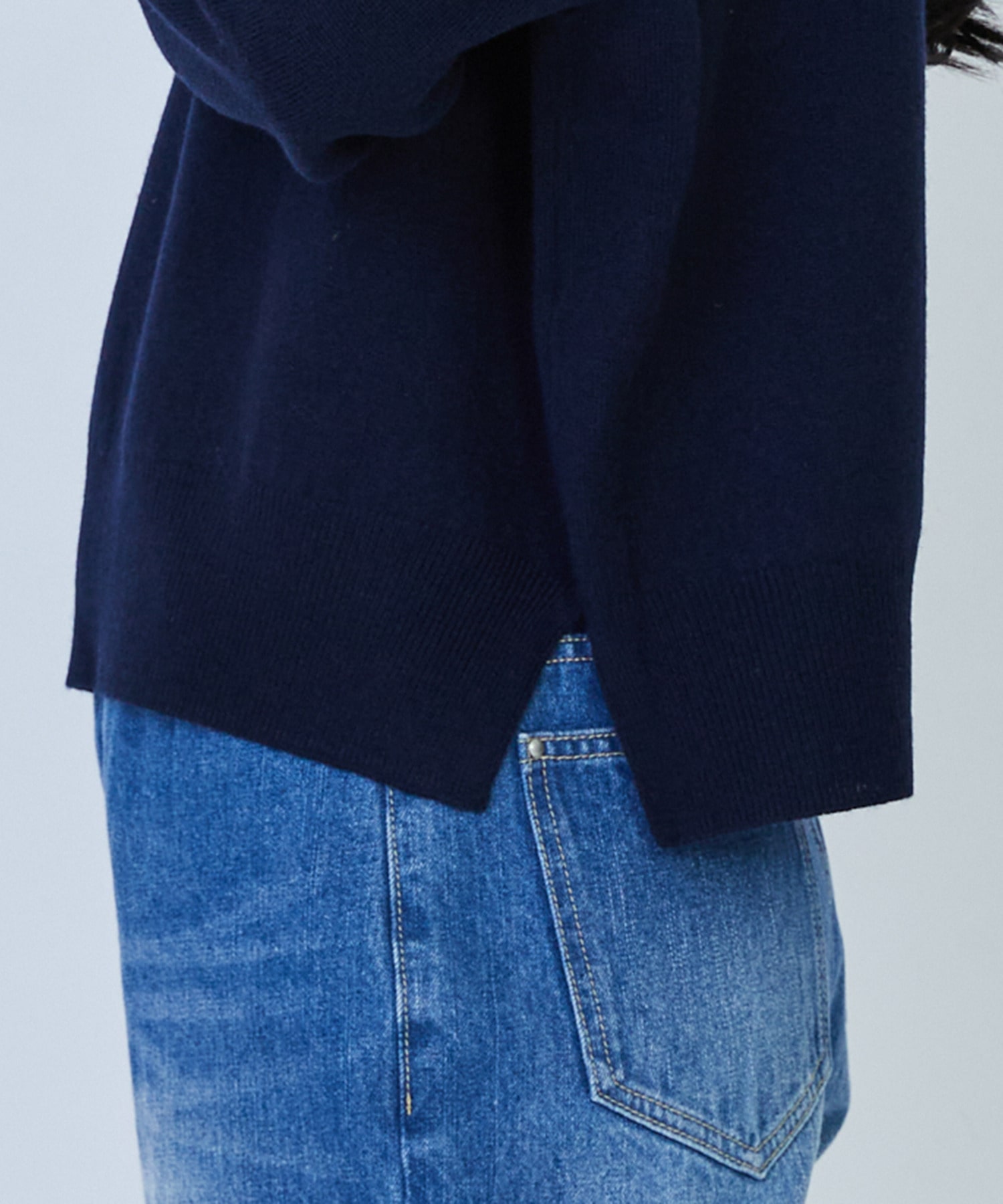 【LOISIR】ウール天竺ストール付きプルオーバー 詳細画像 ネイビー 33