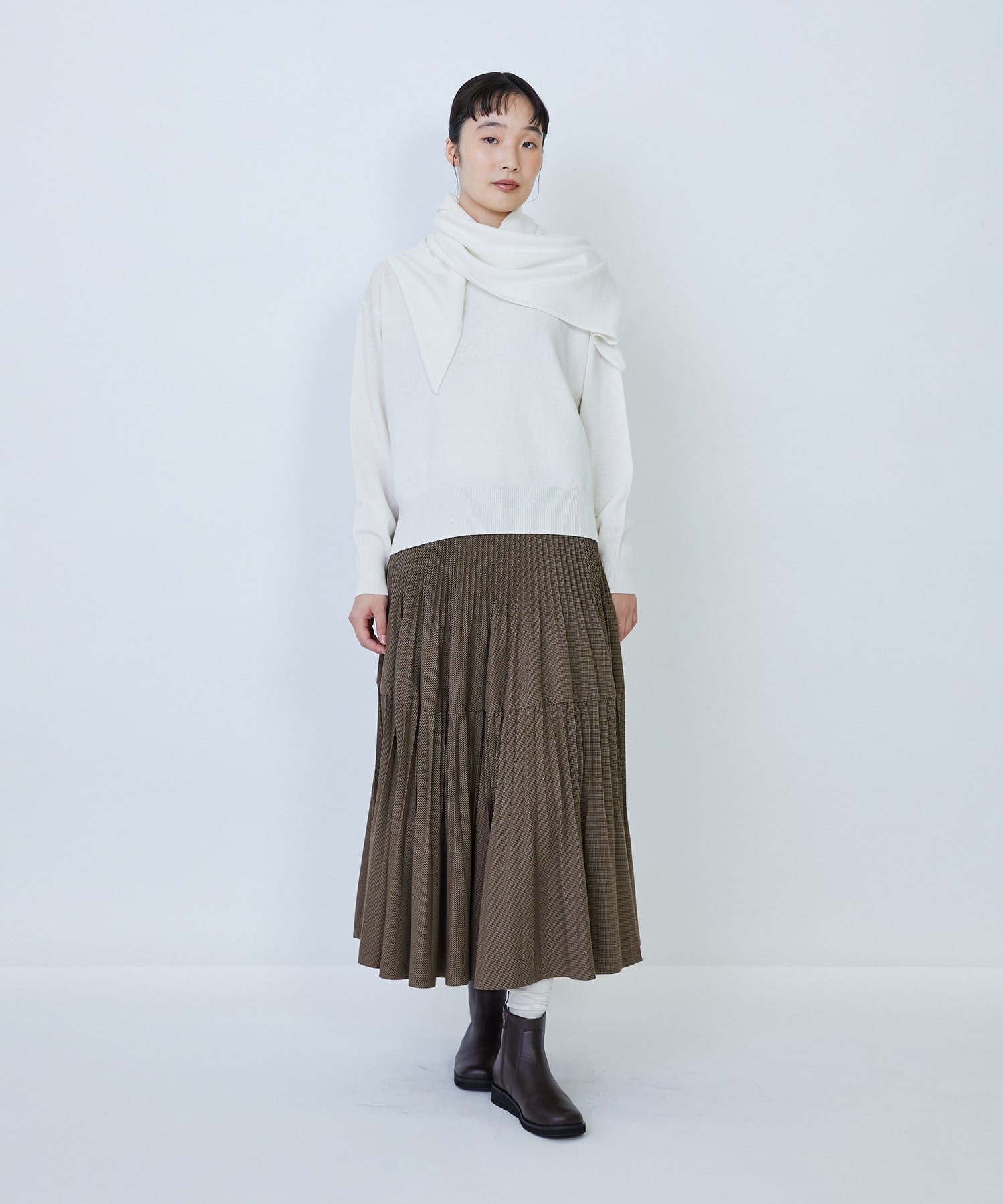 【LOISIR】ウール天竺ストール付きプルオーバー 詳細画像 ネイビー 4