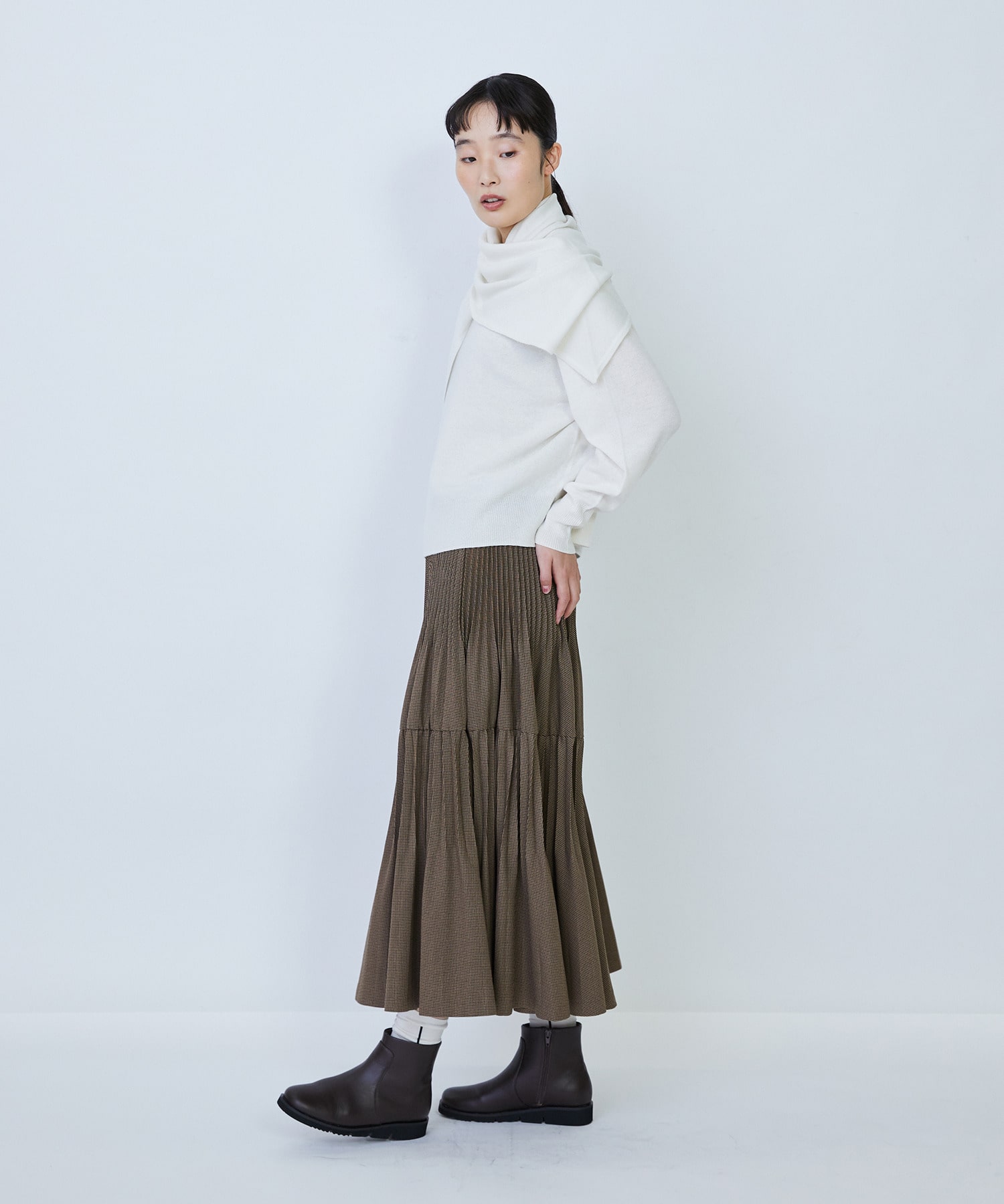 【LOISIR】ウール天竺ストール付きプルオーバー 詳細画像 ネイビー 5