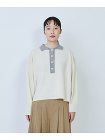 【LOISIR】ウール天竺ポロニット 詳細画像 オフホワイト 12
