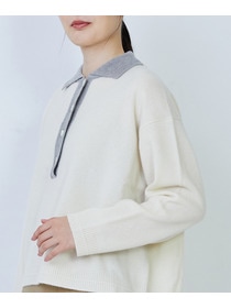 【LOISIR】ウール天竺ポロニット 詳細画像 オフホワイト 17