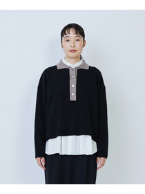 【LOISIR】ウール天竺ポロニット 詳細画像 オフホワイト 5