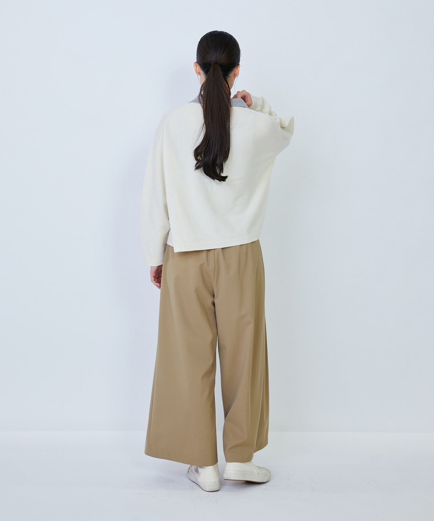 【LOISIR】ウール天竺ポロニット 詳細画像 オフホワイト 11