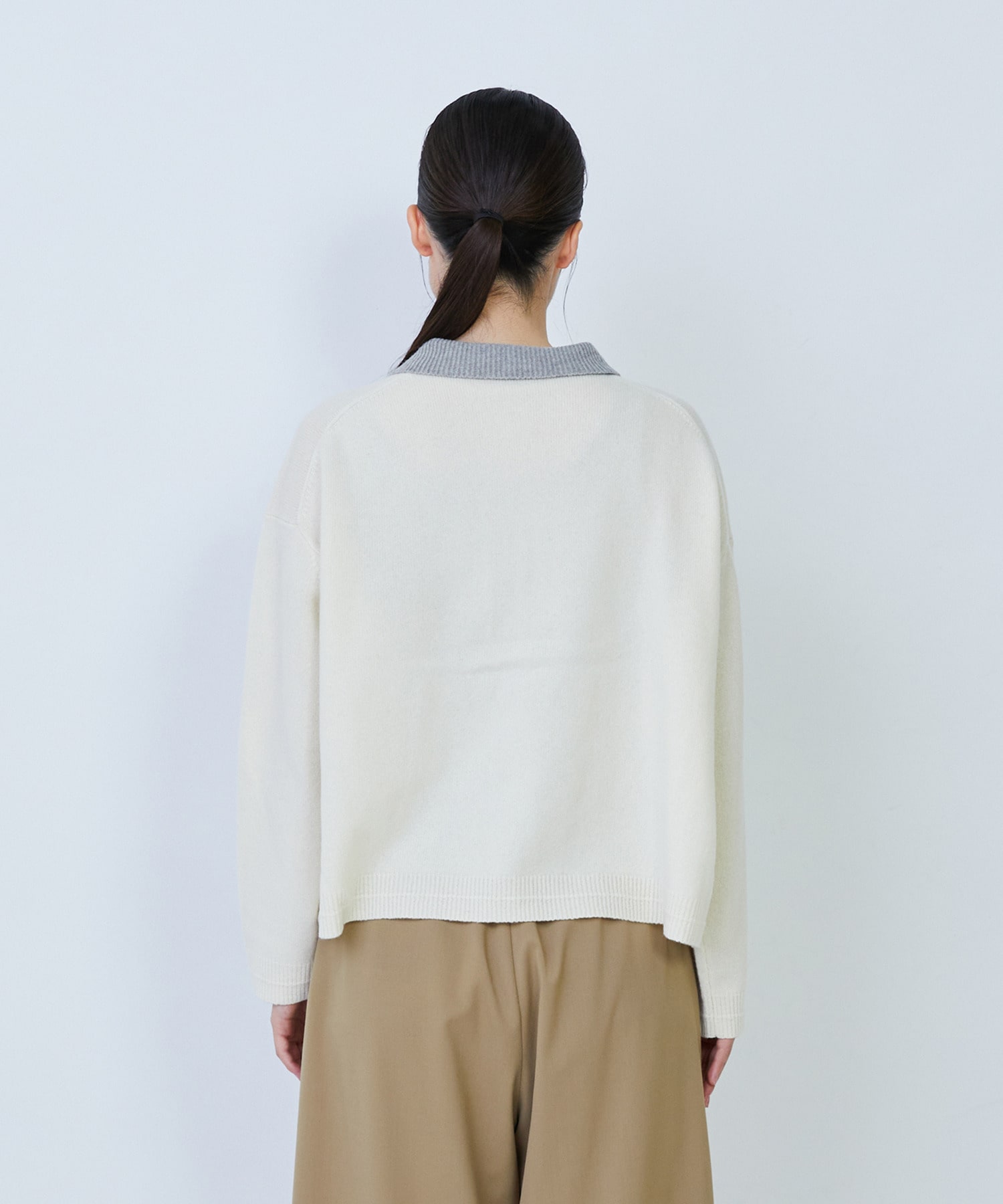 【LOISIR】ウール天竺ポロニット 詳細画像 オフホワイト 14