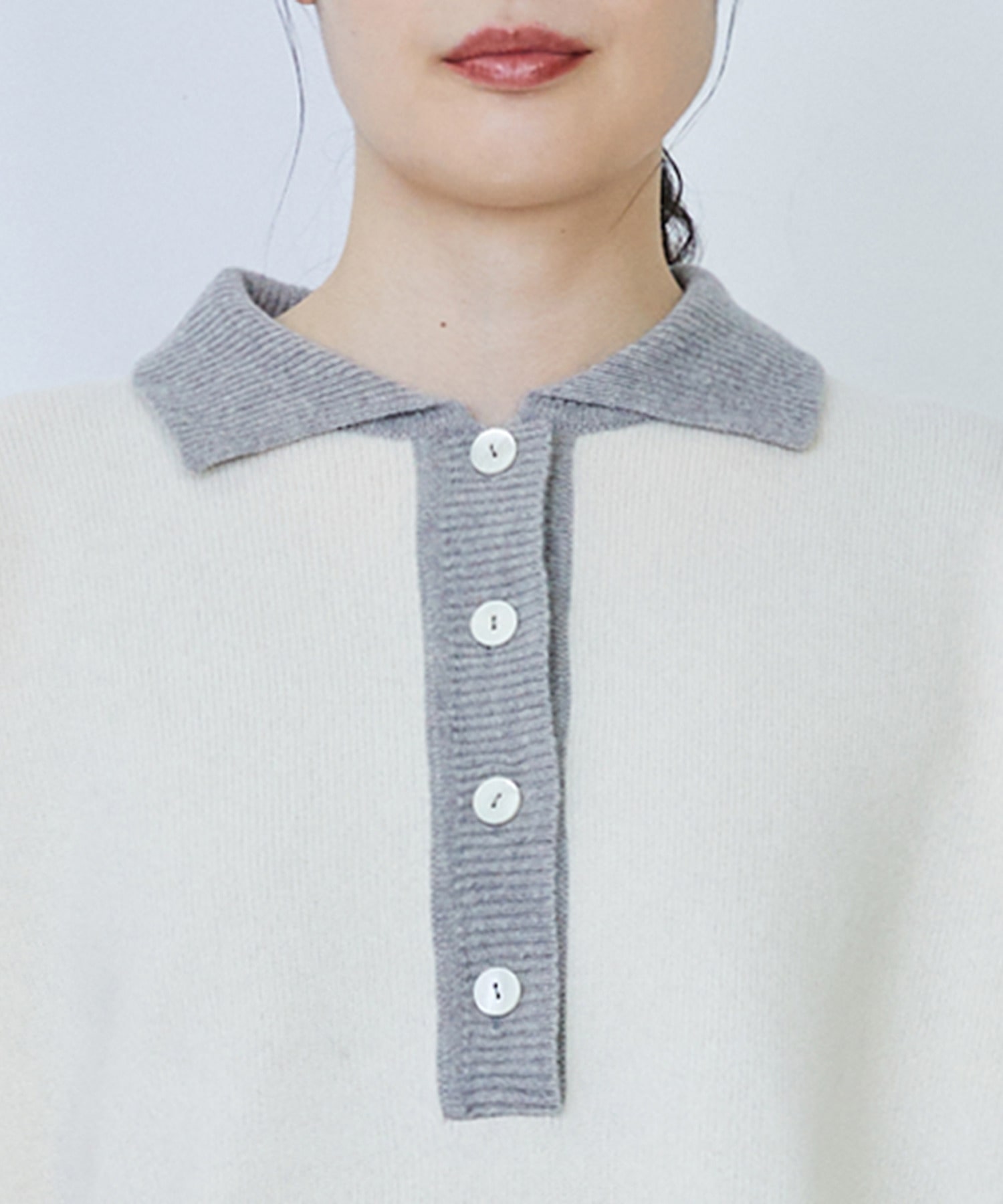 【LOISIR】ウール天竺ポロニット 詳細画像 オフホワイト 15