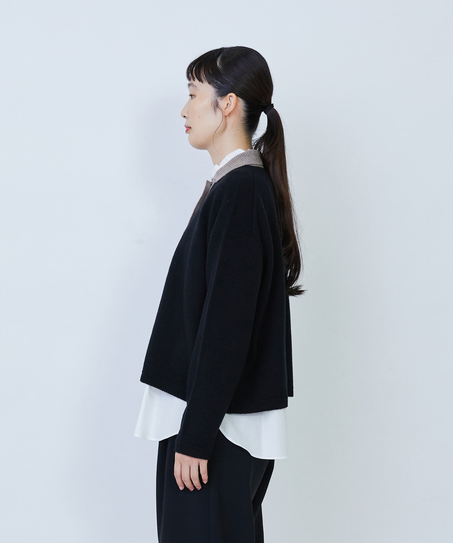 【LOISIR】ウール天竺ポロニット 詳細画像 オフホワイト 6