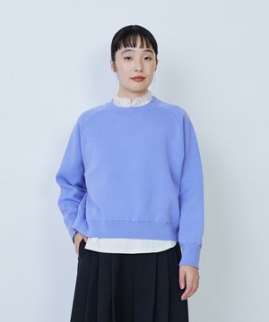 【LOISIR】コットン接結編みニットプルオーバー 詳細画像 ブルー 1