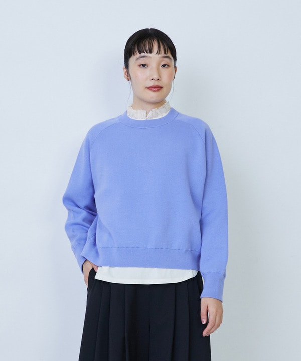 【LOISIR】コットン接結編みニットプルオーバー