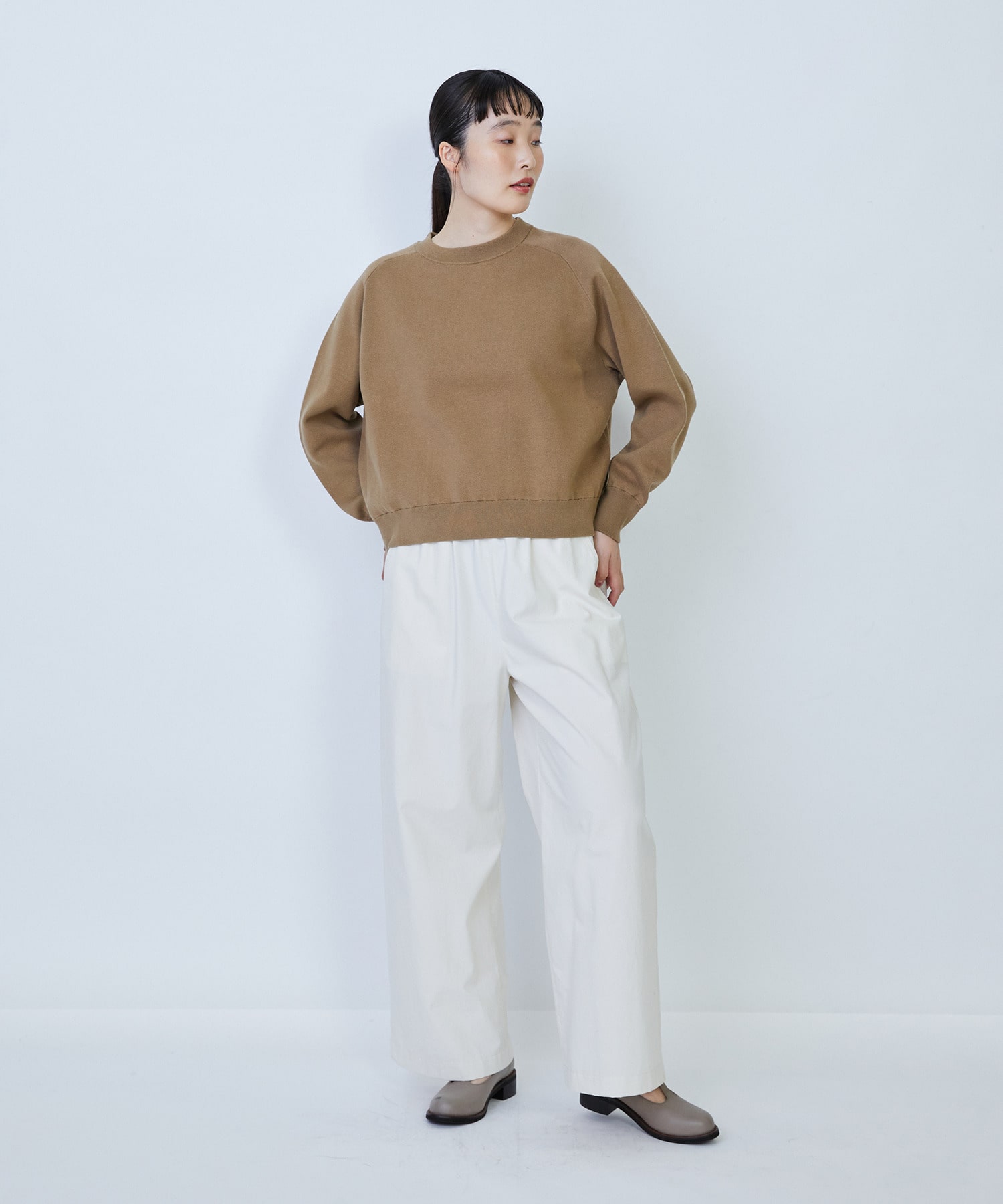 【LOISIR】コットン接結編みニットプルオーバー 詳細画像 ブラック 1