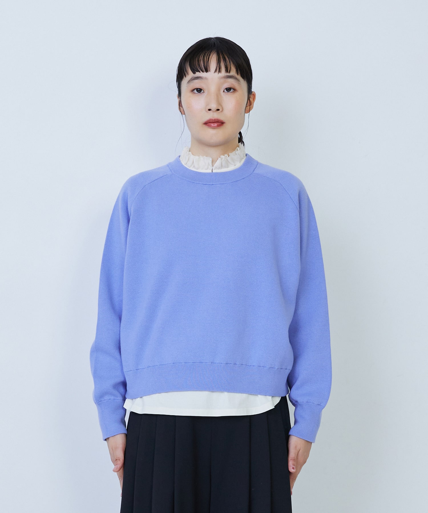 【LOISIR】コットン接結編みニットプルオーバー 詳細画像 ブラック 10