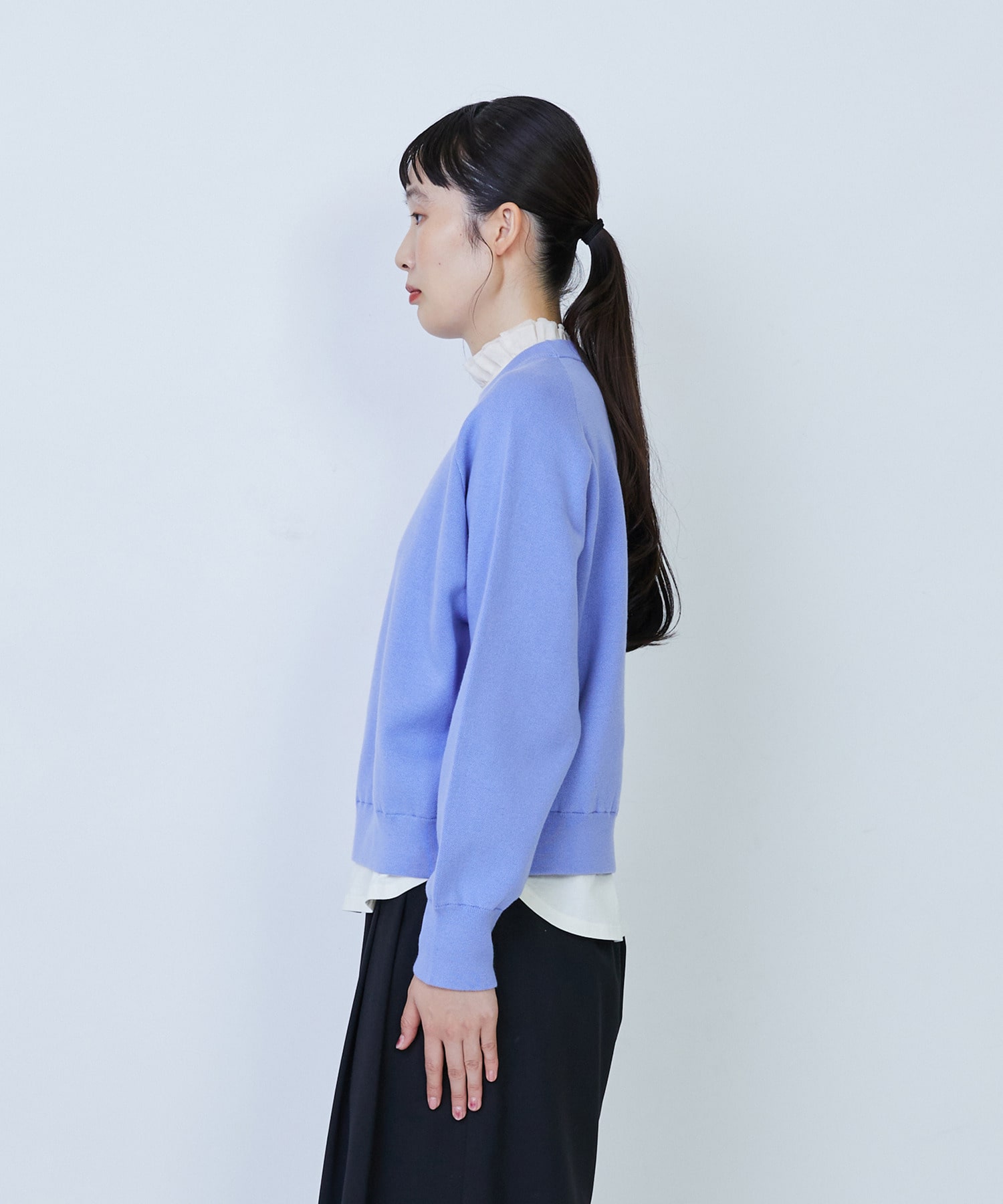 【LOISIR】コットン接結編みニットプルオーバー 詳細画像 ブラック 11