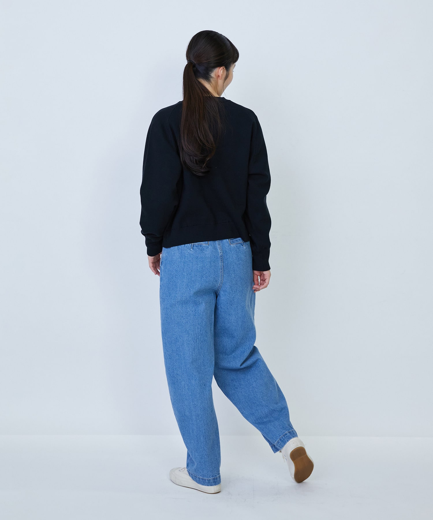 【LOISIR】コットン接結編みニットプルオーバー 詳細画像 ブラック 15