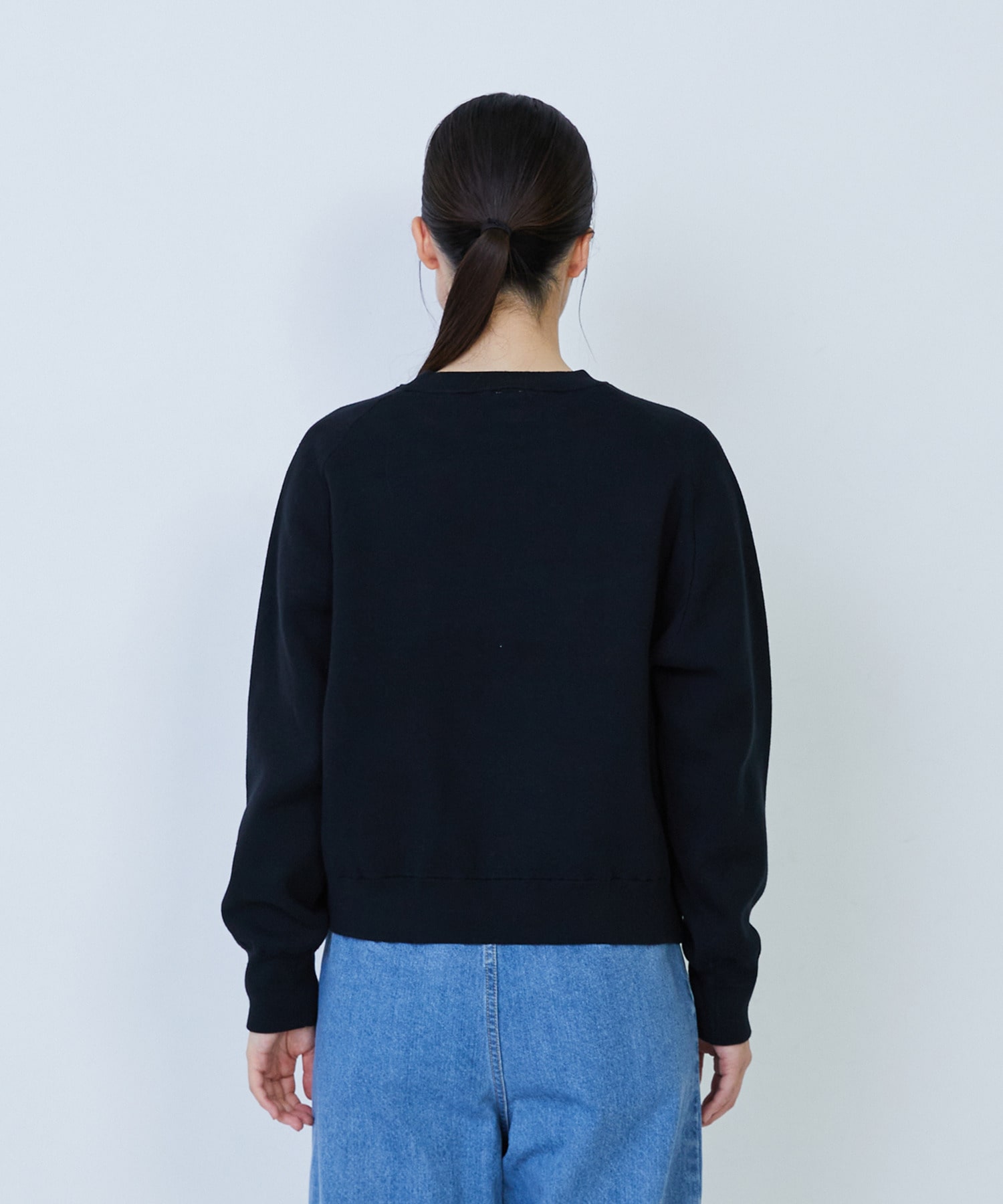 【LOISIR】コットン接結編みニットプルオーバー 詳細画像 ブラック 18