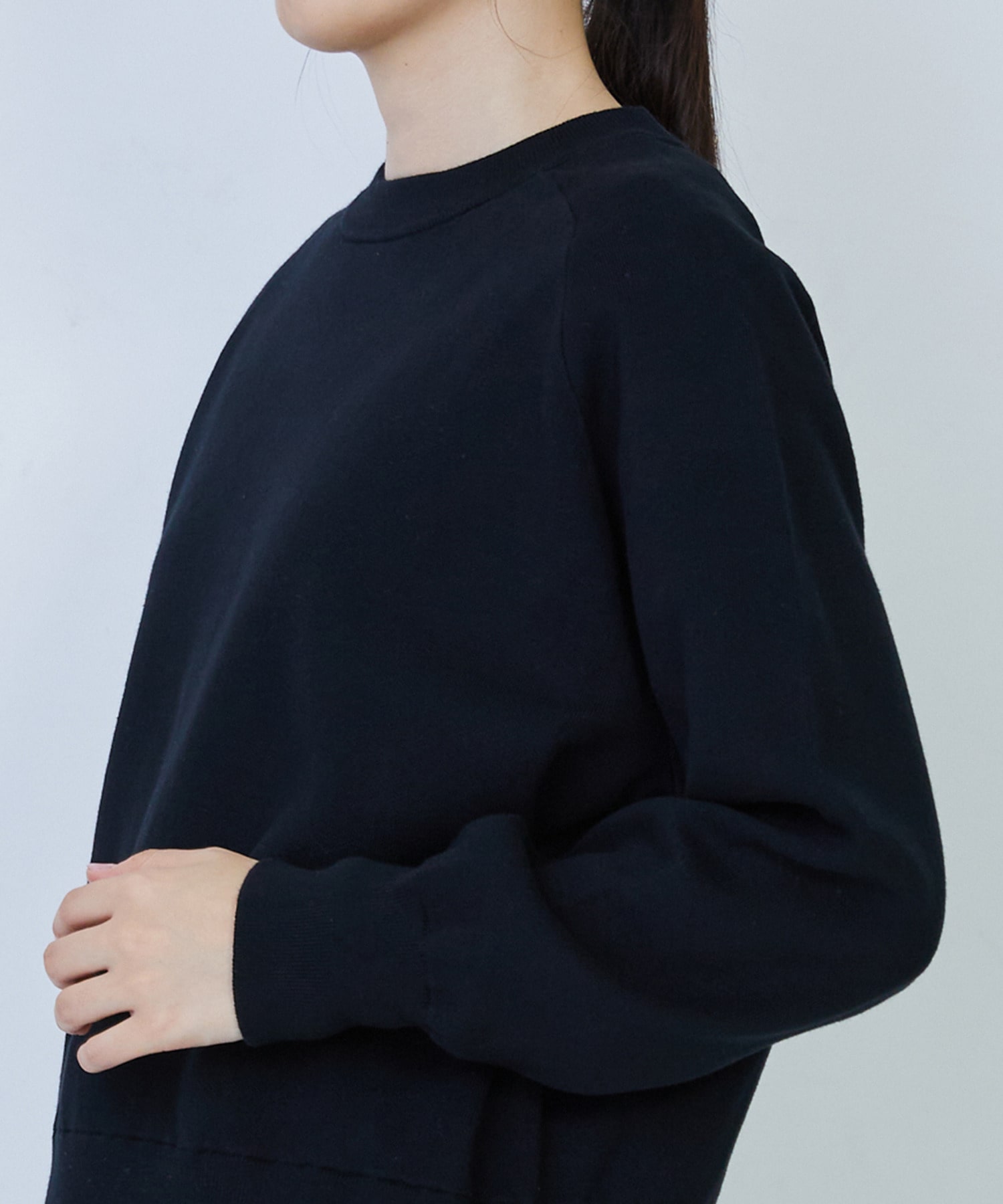 【LOISIR】コットン接結編みニットプルオーバー 詳細画像 ブラック 21