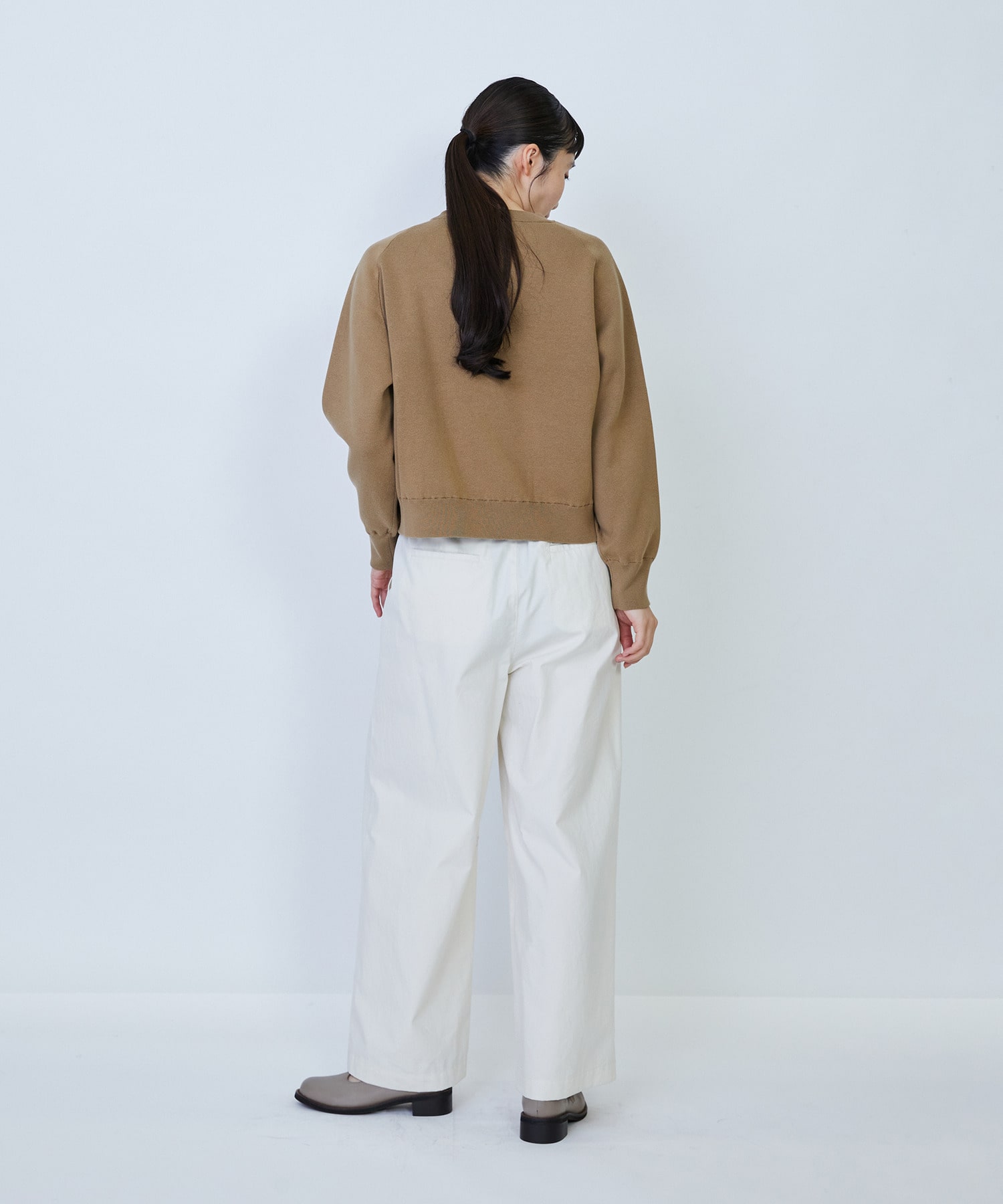 【LOISIR】コットン接結編みニットプルオーバー 詳細画像 ブラック 3