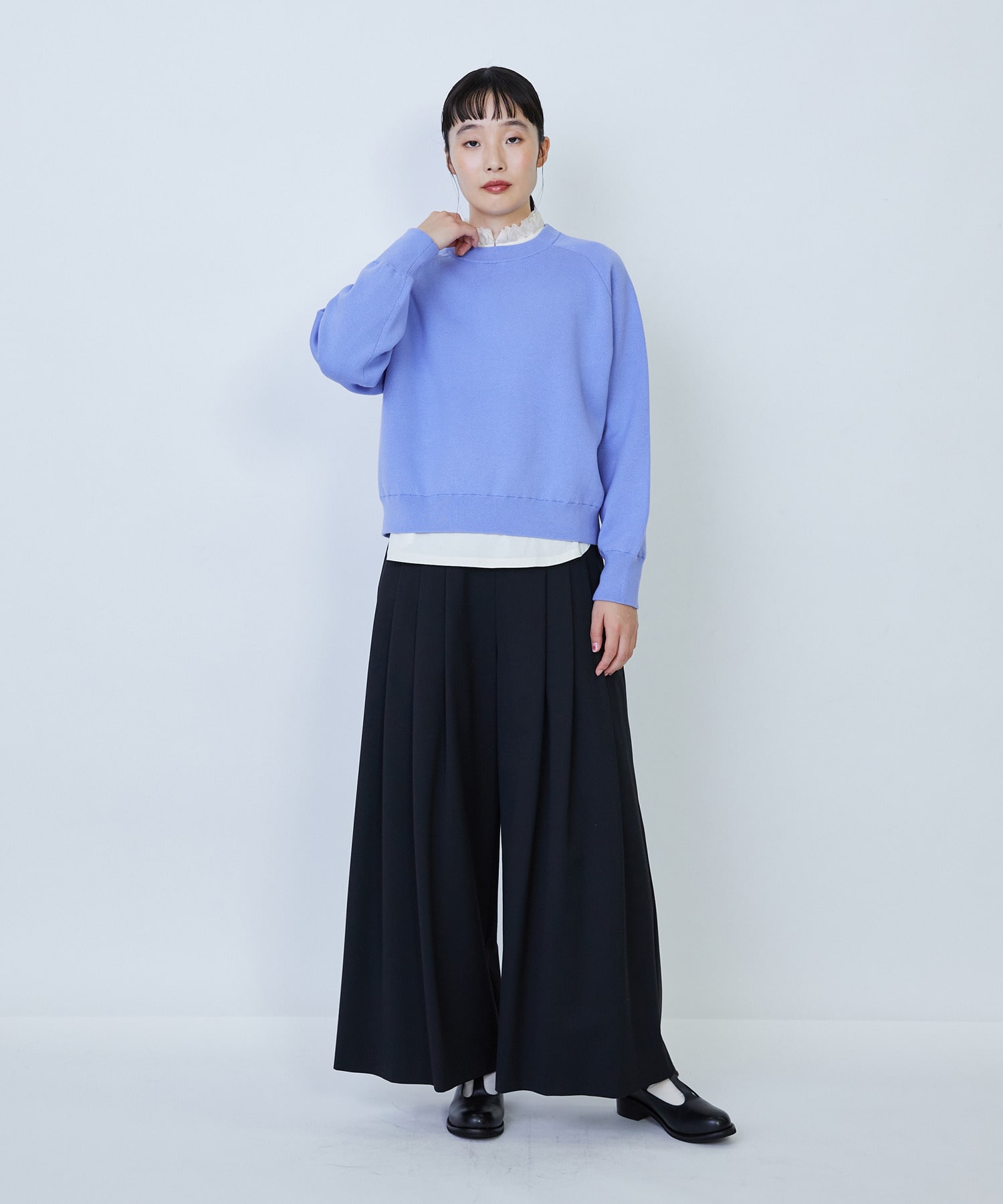 【LOISIR】コットン接結編みニットプルオーバー 詳細画像 ブラック 7