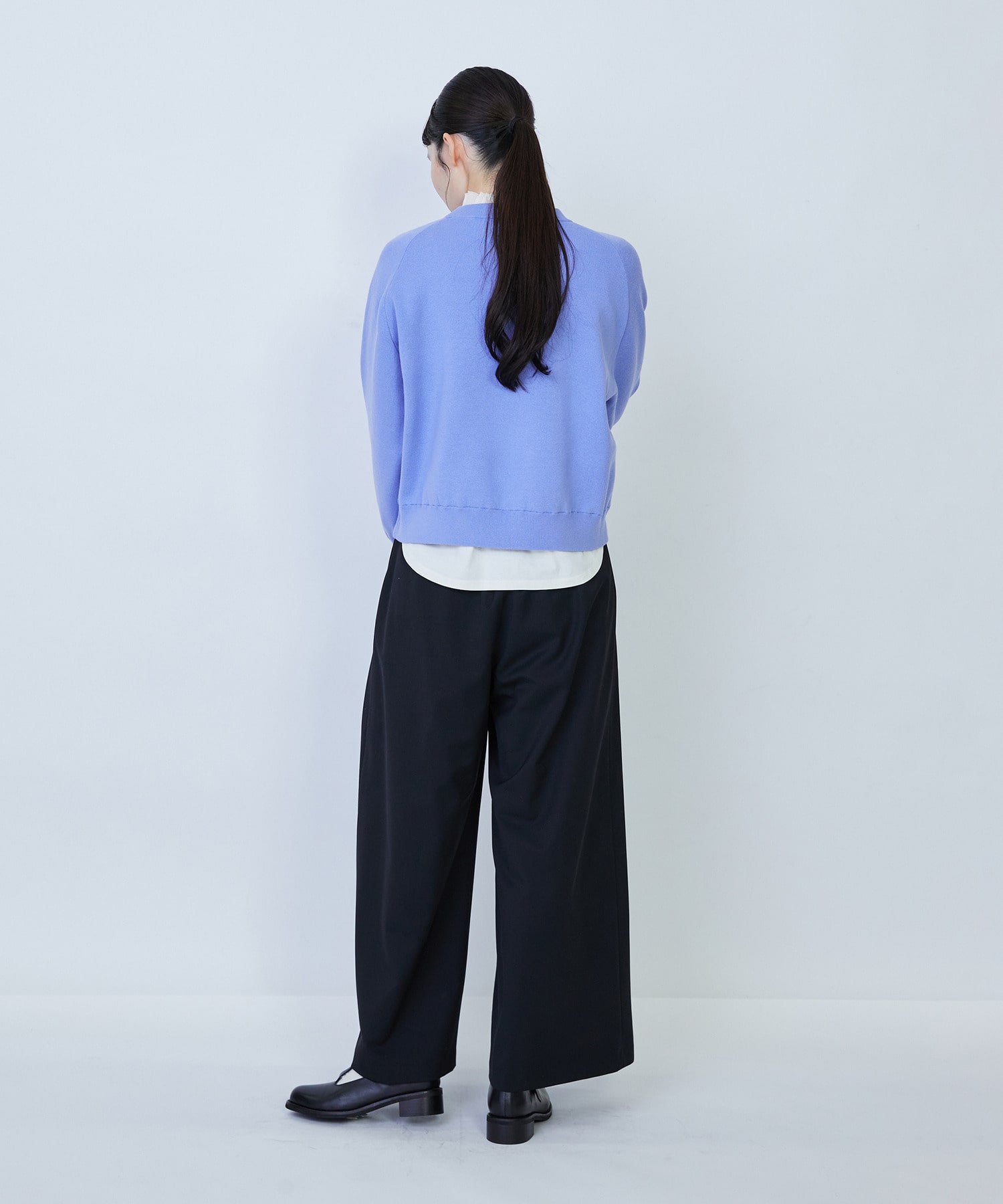 【LOISIR】コットン接結編みニットプルオーバー 詳細画像 ブラック 9