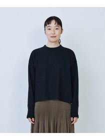 【LOISIR】綿麻天竺モックネックショートプルオーバー 詳細画像 ブラック 13