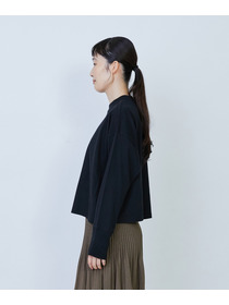 【LOISIR】綿麻天竺モックネックショートプルオーバー 詳細画像 ブラック 14