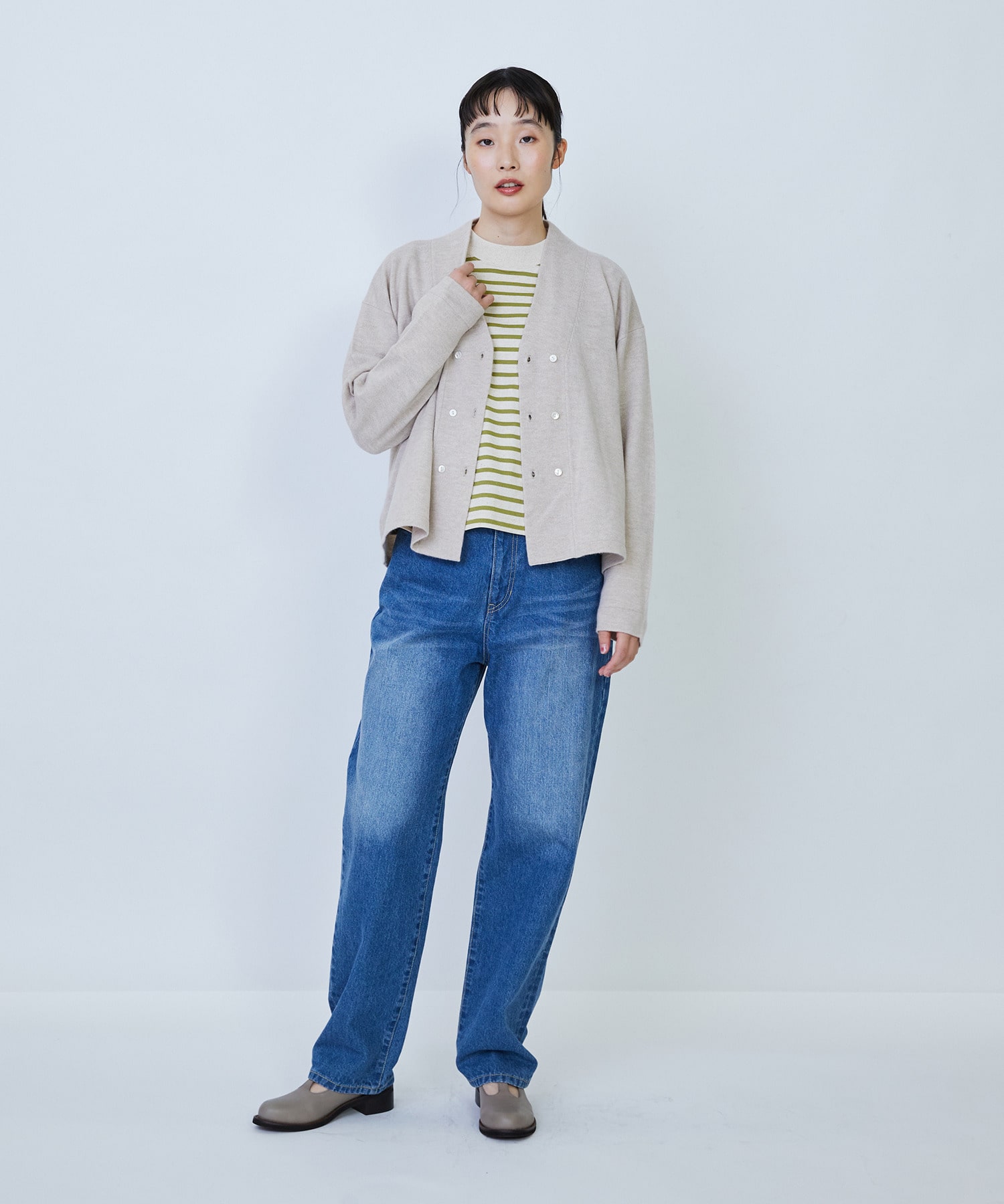 【LOISIR】綿麻天竺モックネックショートプルオーバー 詳細画像 ブラック 1