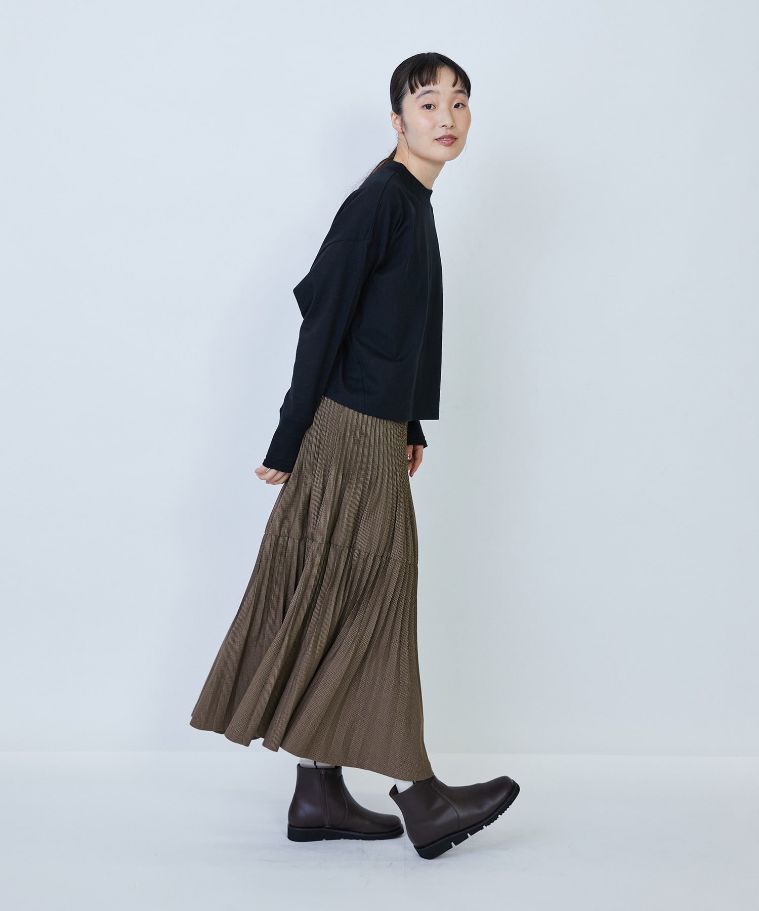 【LOISIR】綿麻天竺モックネックショートプルオーバー 詳細画像 ブラック 11