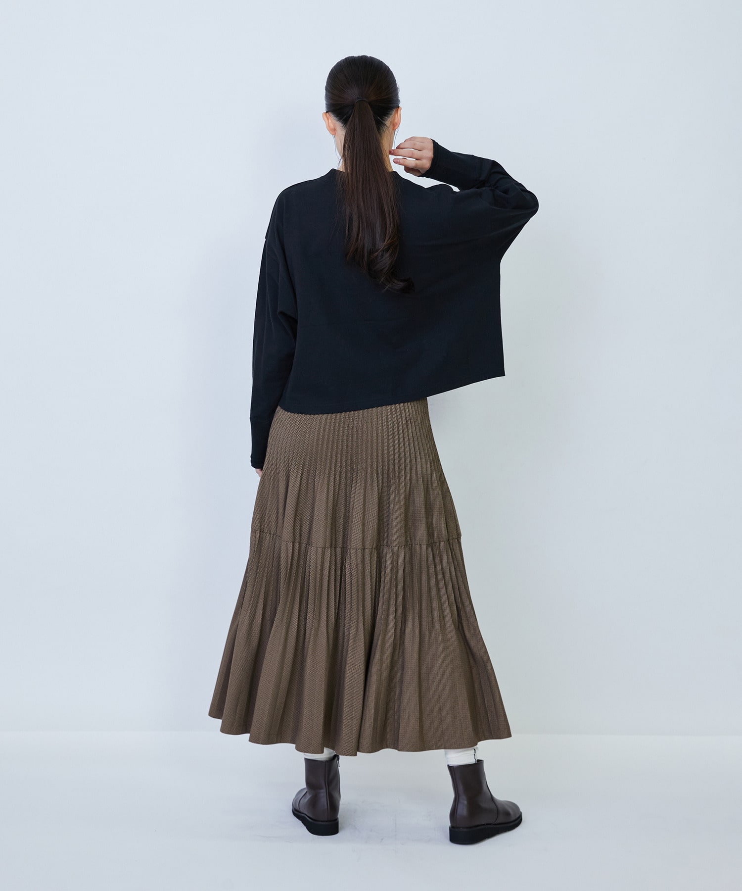 【LOISIR】綿麻天竺モックネックショートプルオーバー 詳細画像 ブラック 12