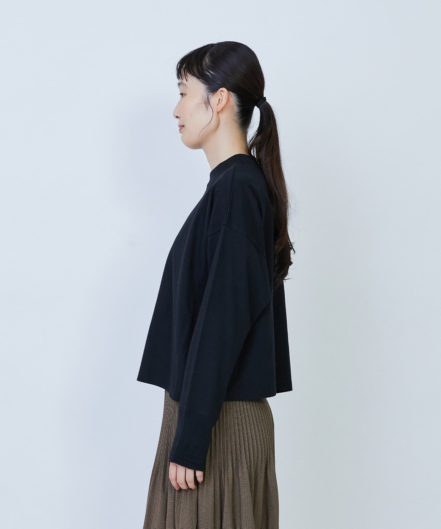 【LOISIR】綿麻天竺モックネックショートプルオーバー 詳細画像 ブラック 14