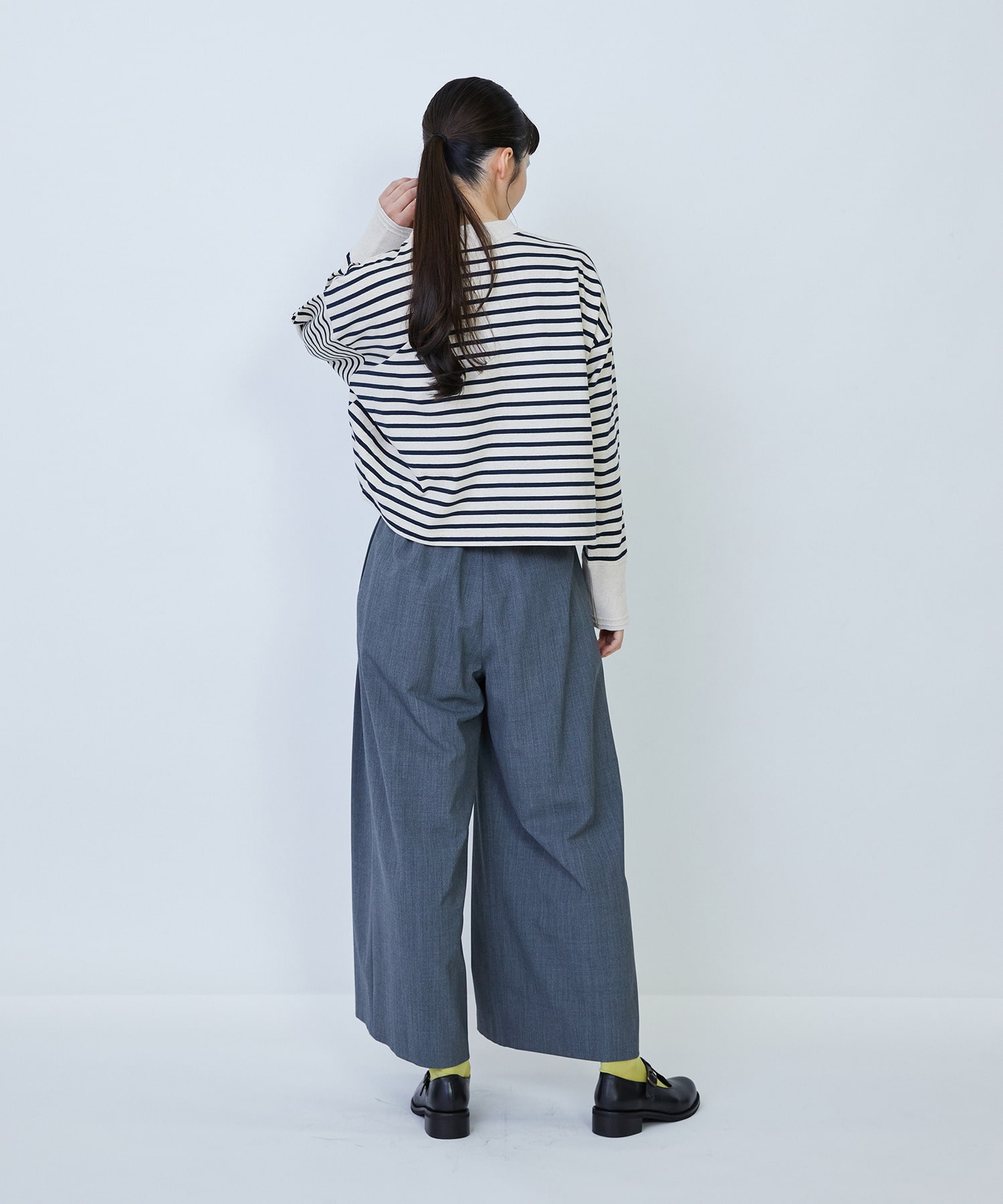 【LOISIR】綿麻天竺モックネックショートプルオーバー 詳細画像 ブラック 18