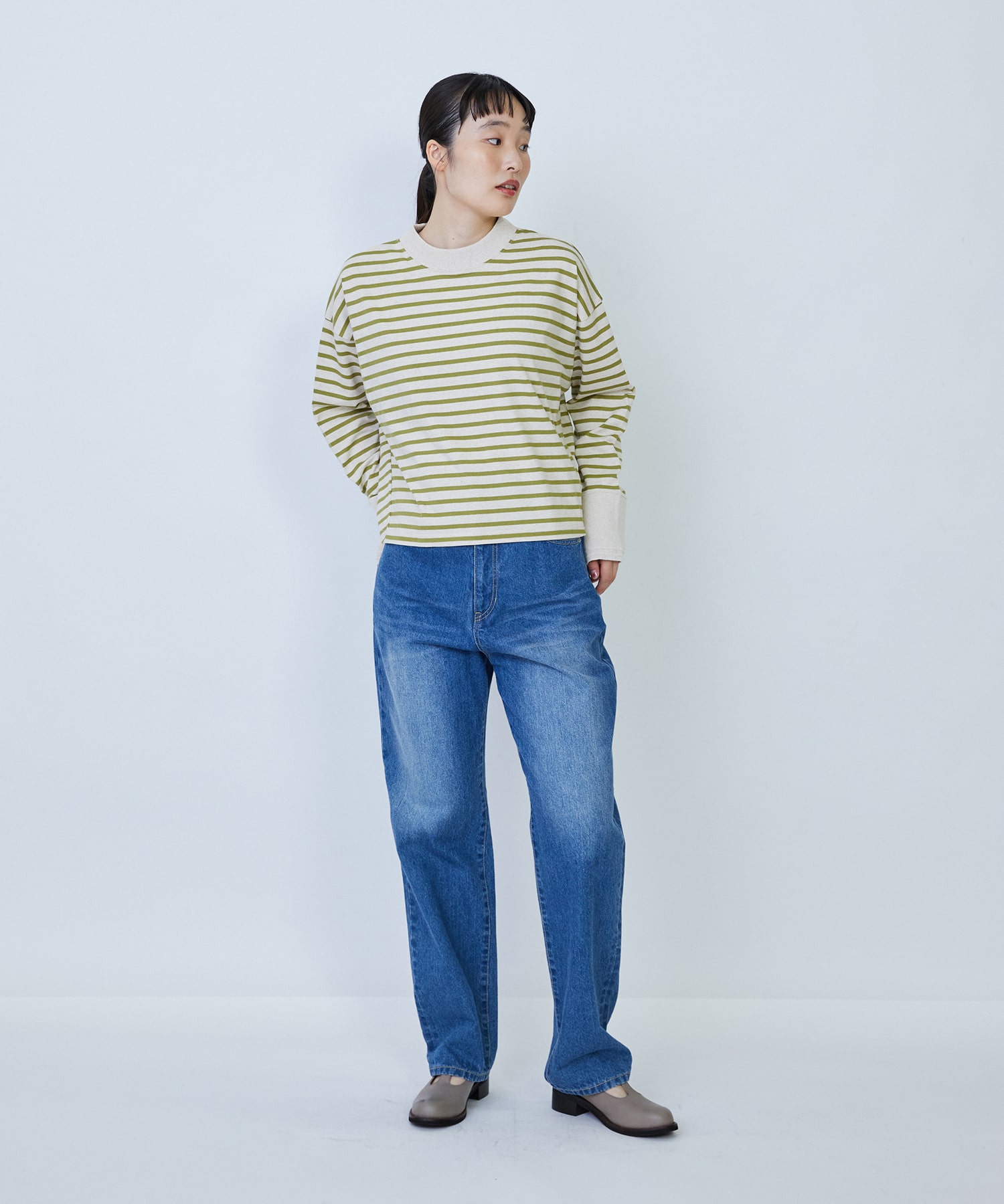 【LOISIR】綿麻天竺モックネックショートプルオーバー 詳細画像 ブラック 2