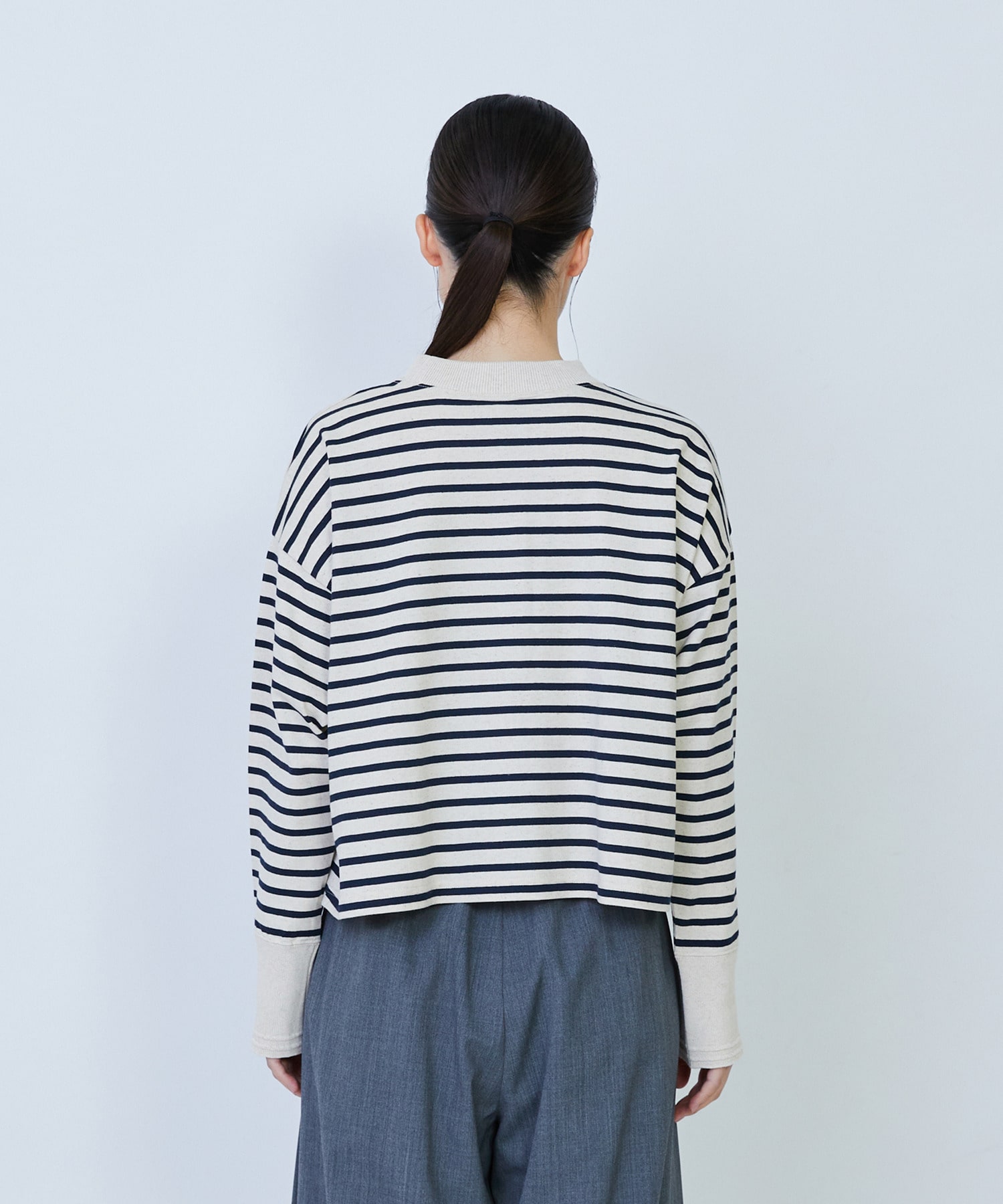 【LOISIR】綿麻天竺モックネックショートプルオーバー 詳細画像 ブラック 21