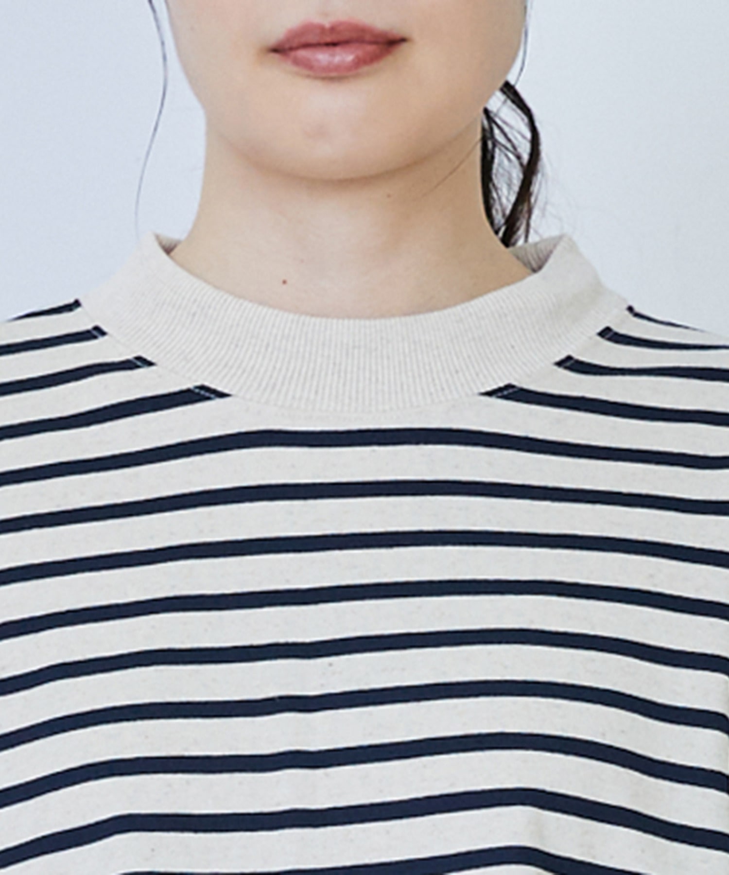 【LOISIR】綿麻天竺モックネックショートプルオーバー 詳細画像 ブラック 22