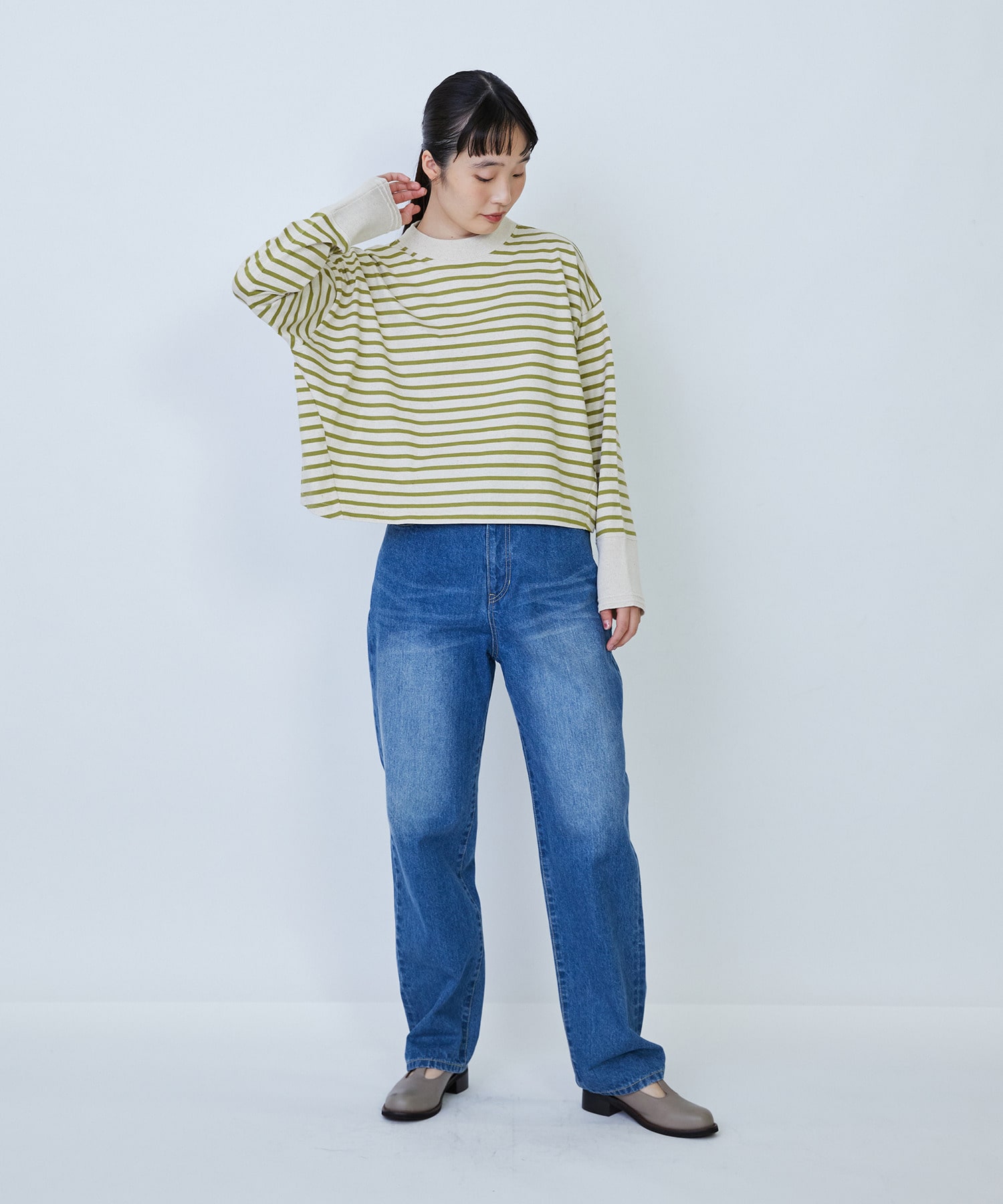 【LOISIR】綿麻天竺モックネックショートプルオーバー 詳細画像 ブラック 3