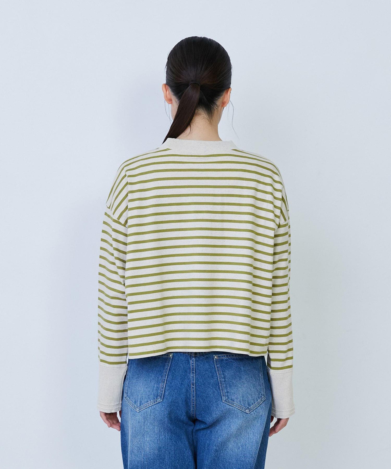 【LOISIR】綿麻天竺モックネックショートプルオーバー 詳細画像 ブラック 8