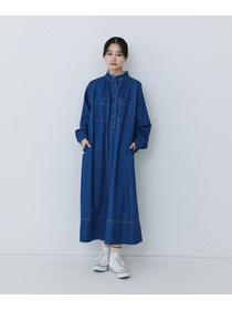 【congés payés】フリルカラーデニムワンピース 詳細画像 インディゴブルー 1