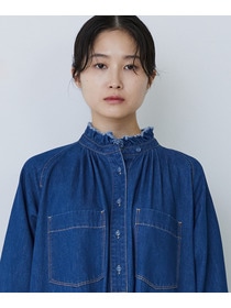 【congés payés】フリルカラーデニムワンピース 詳細画像 インディゴブルー 10