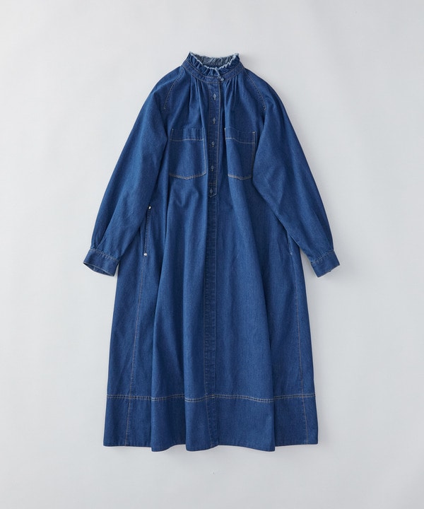 【congés payés】フリルカラーデニムワンピース