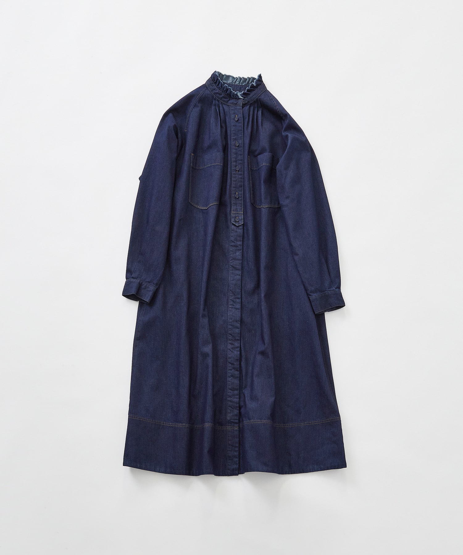 【congés payés】フリルカラーデニムワンピース 詳細画像 インディゴブルー 1