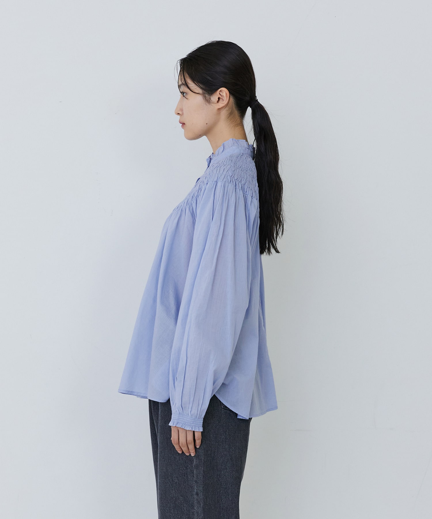【congés payés】インドコットンシャーリングステッチブラウス 詳細画像 サックスブルー 21
